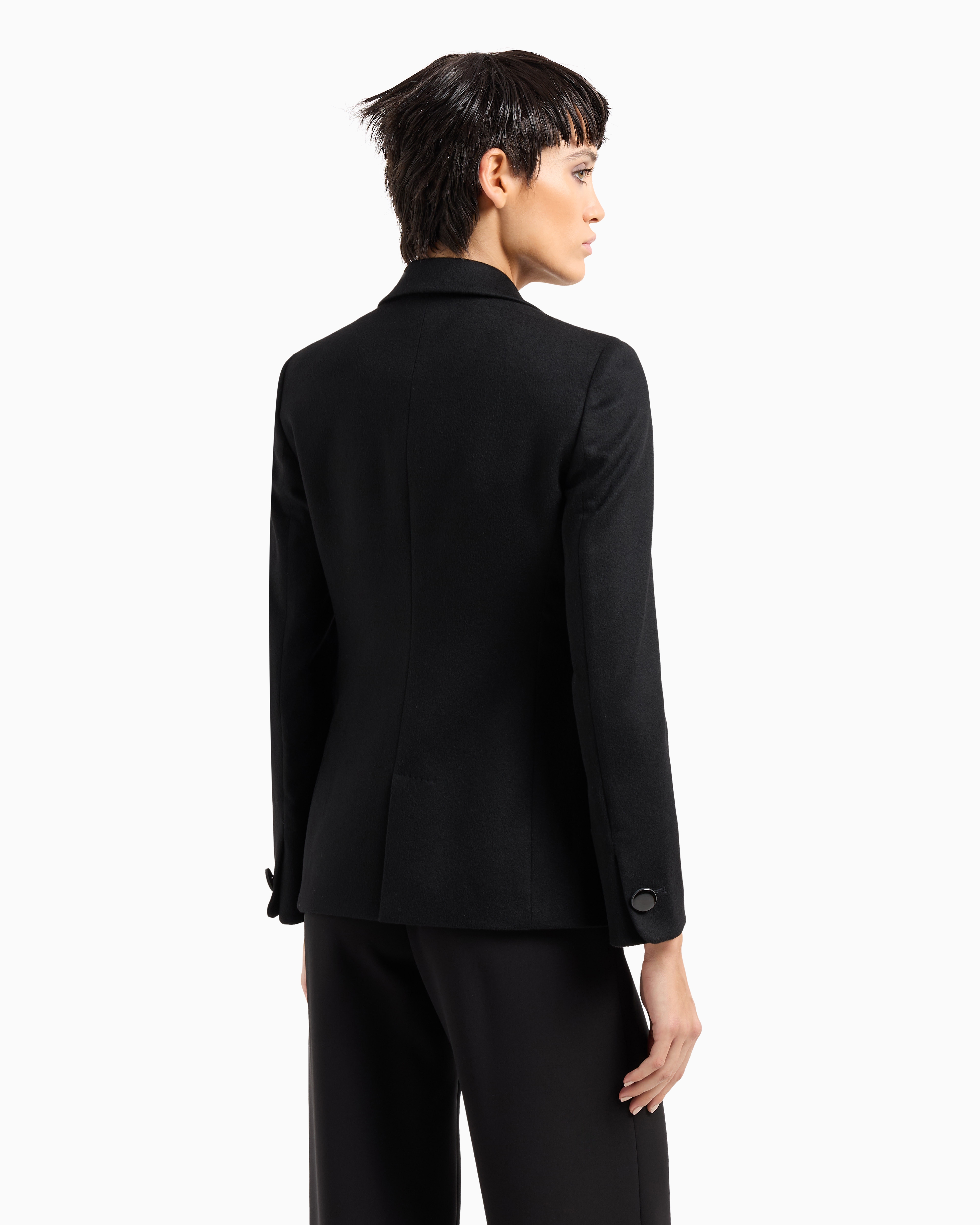 Giorgio Armani Official Store Single-breasted Jacket In Virgin Wool And Cashmere In Black