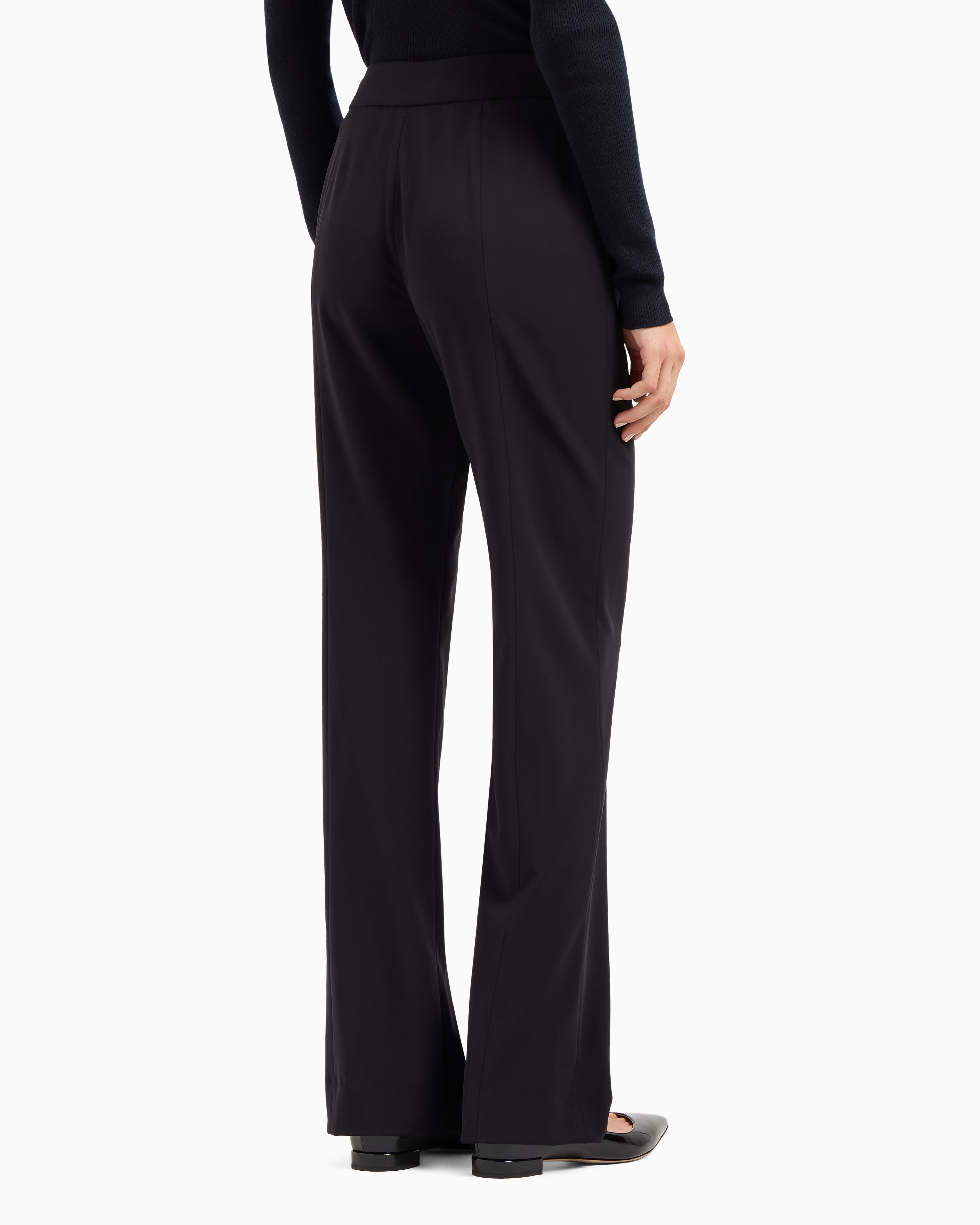 Shop Giorgio Armani Double Crepe Trousers In Marineblau