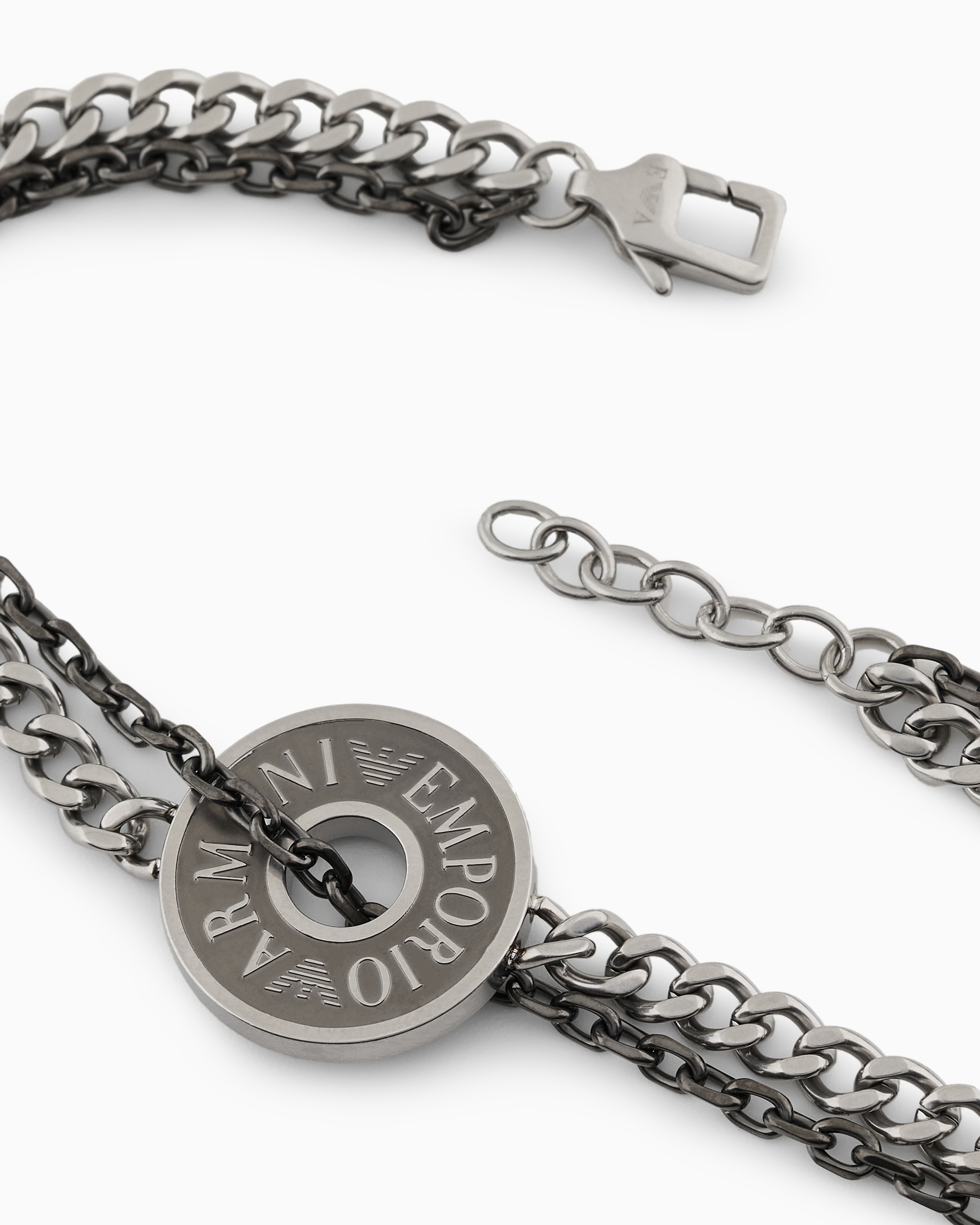 Emporio Armani Stainless Steel And Ip Gun-plating Chain Bracelet In Multicoloured