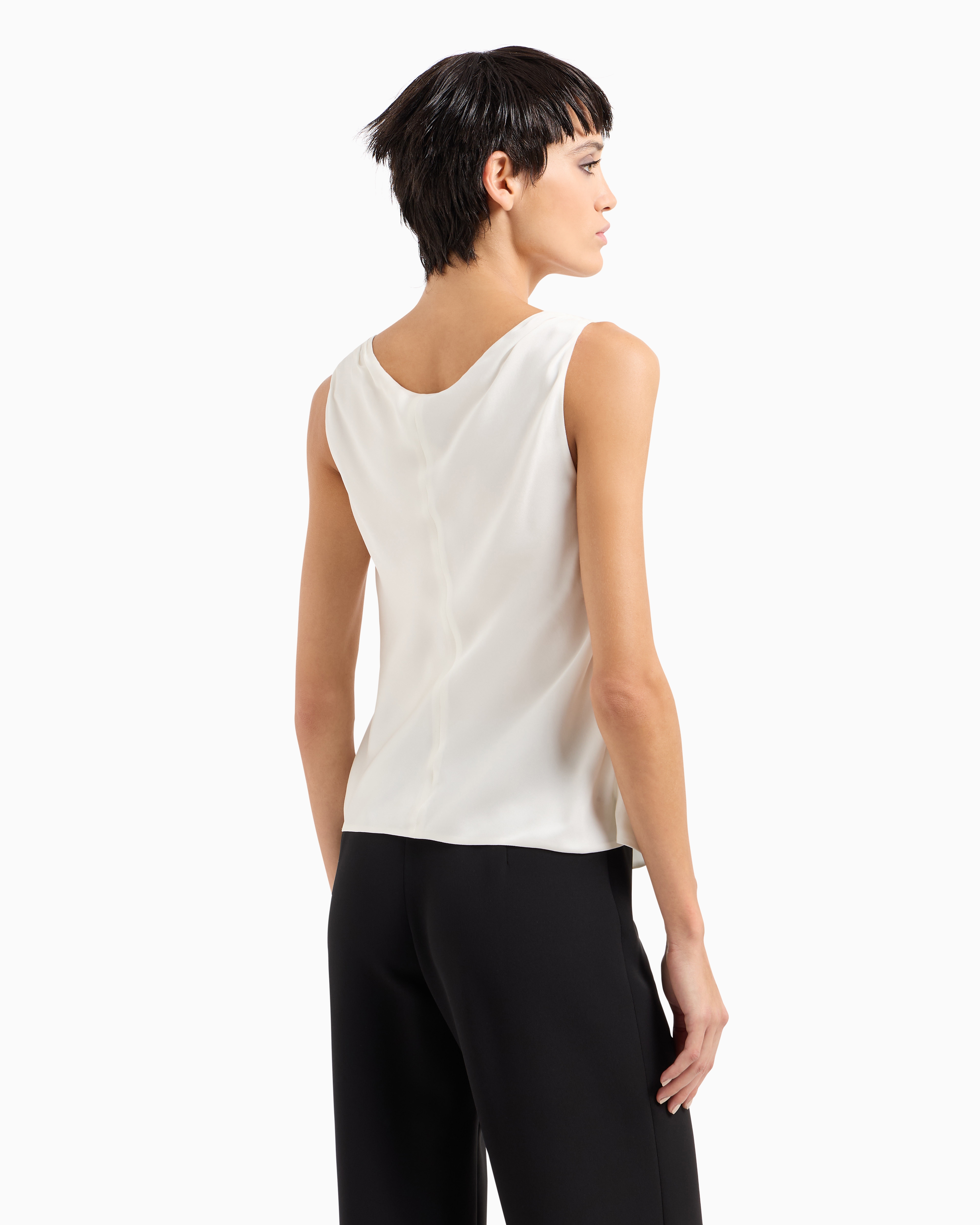 Shop Giorgio Armani Pure Silk Top In White