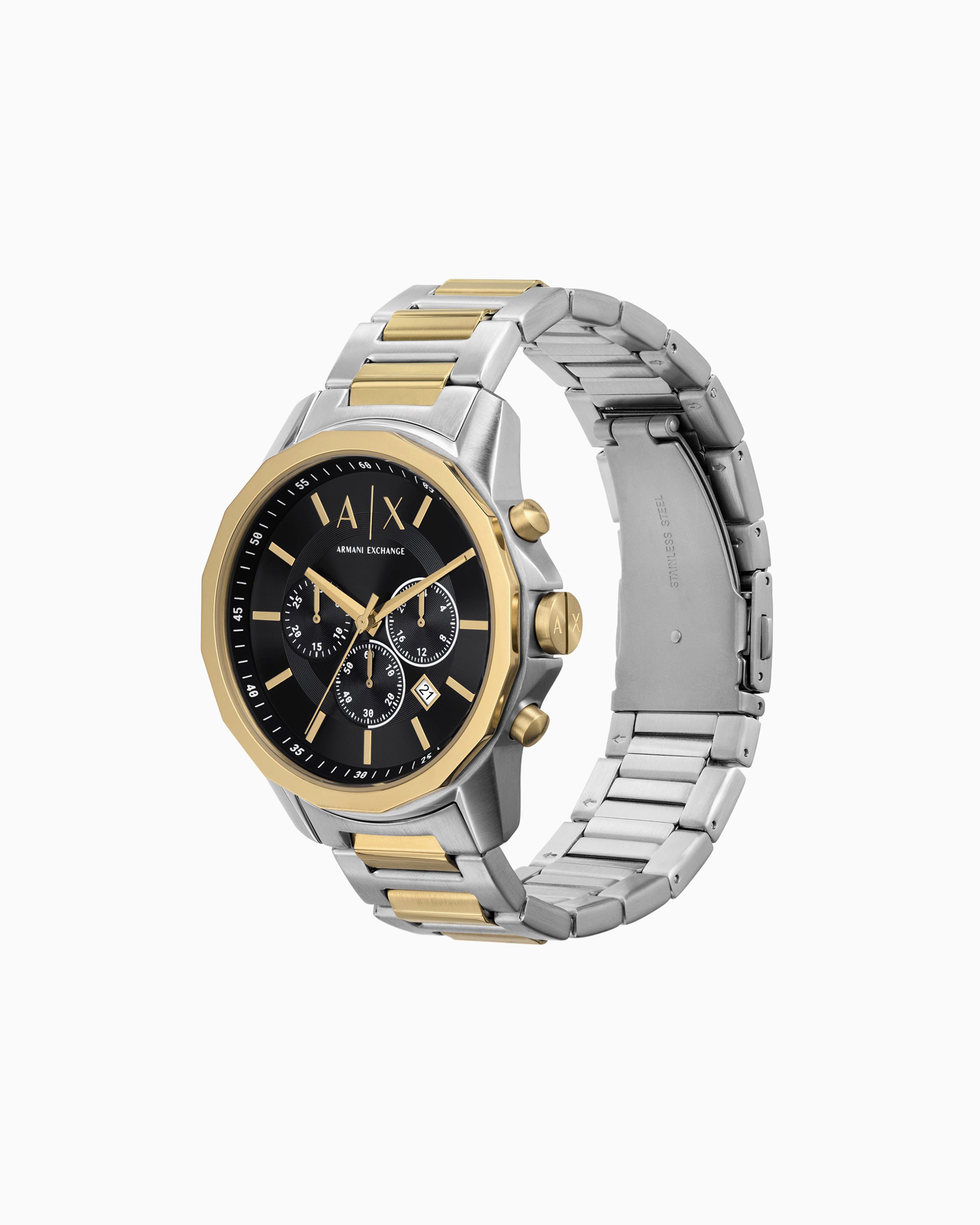 Armani Exchange Two-tone Stainless Steel Chronograph Watch Set With Bracelet In Multicoloured