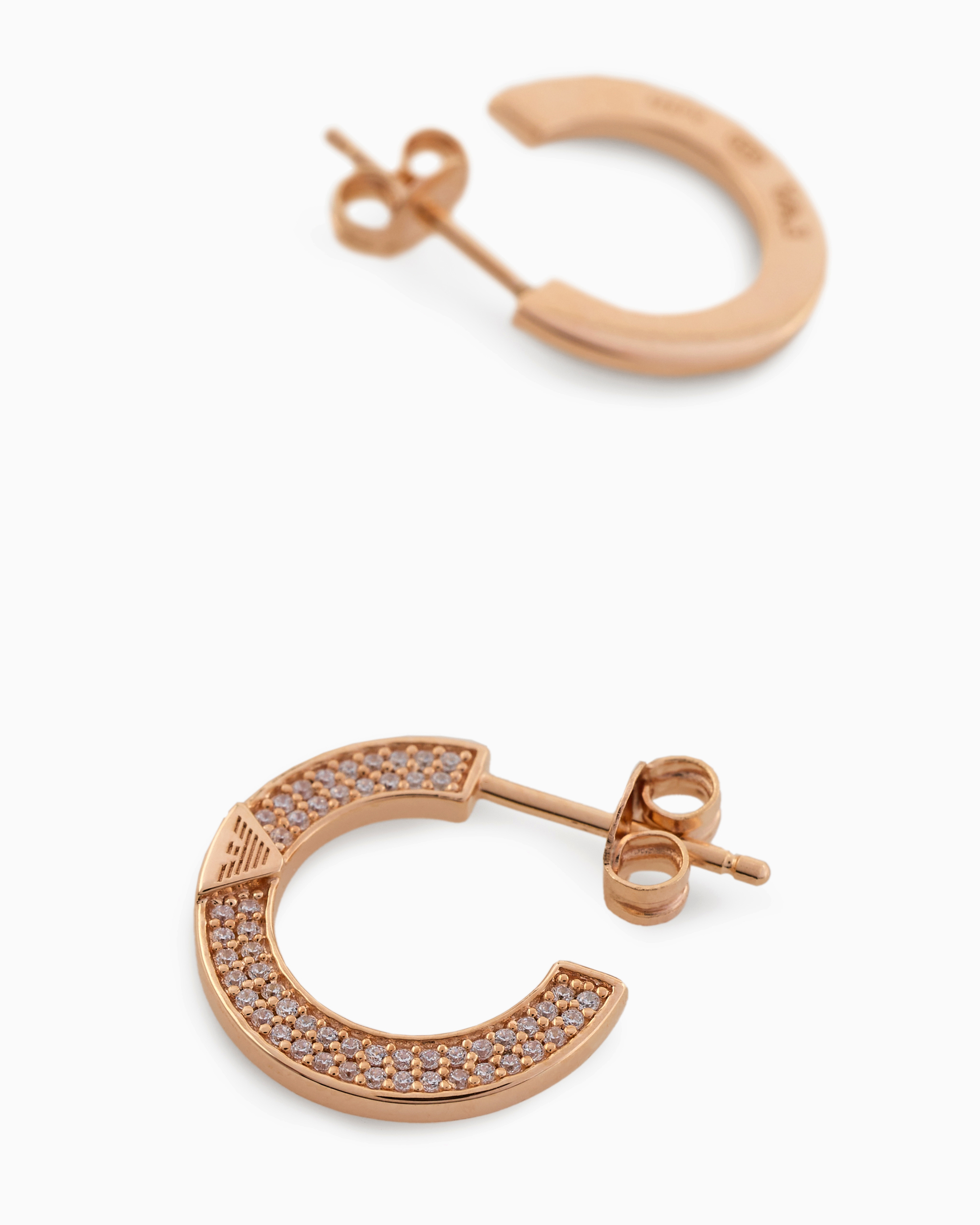 Emporio Armani Rose Gold-tone Sterling Silver Hoop Earrings In Multicoloured