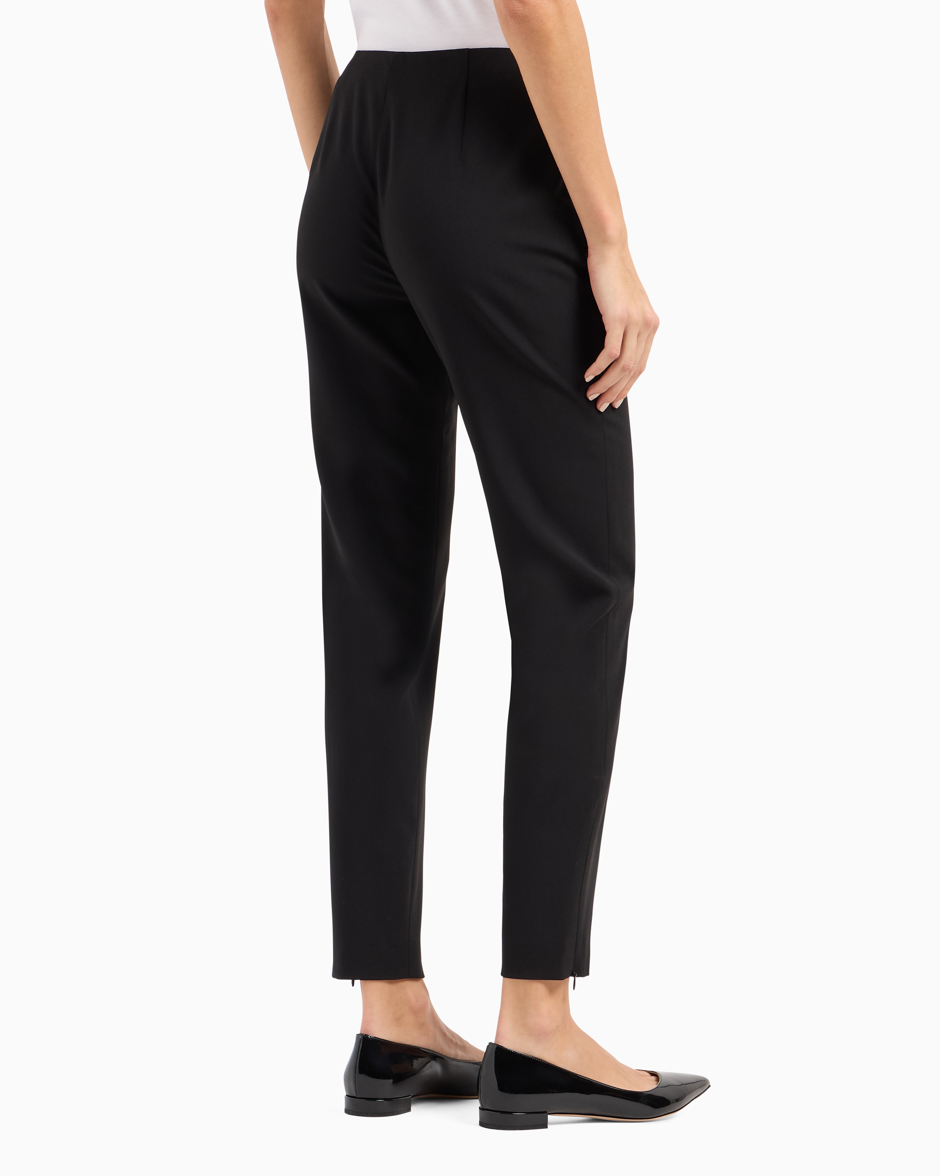 Shop Giorgio Armani Wool Crepe Pants In Black