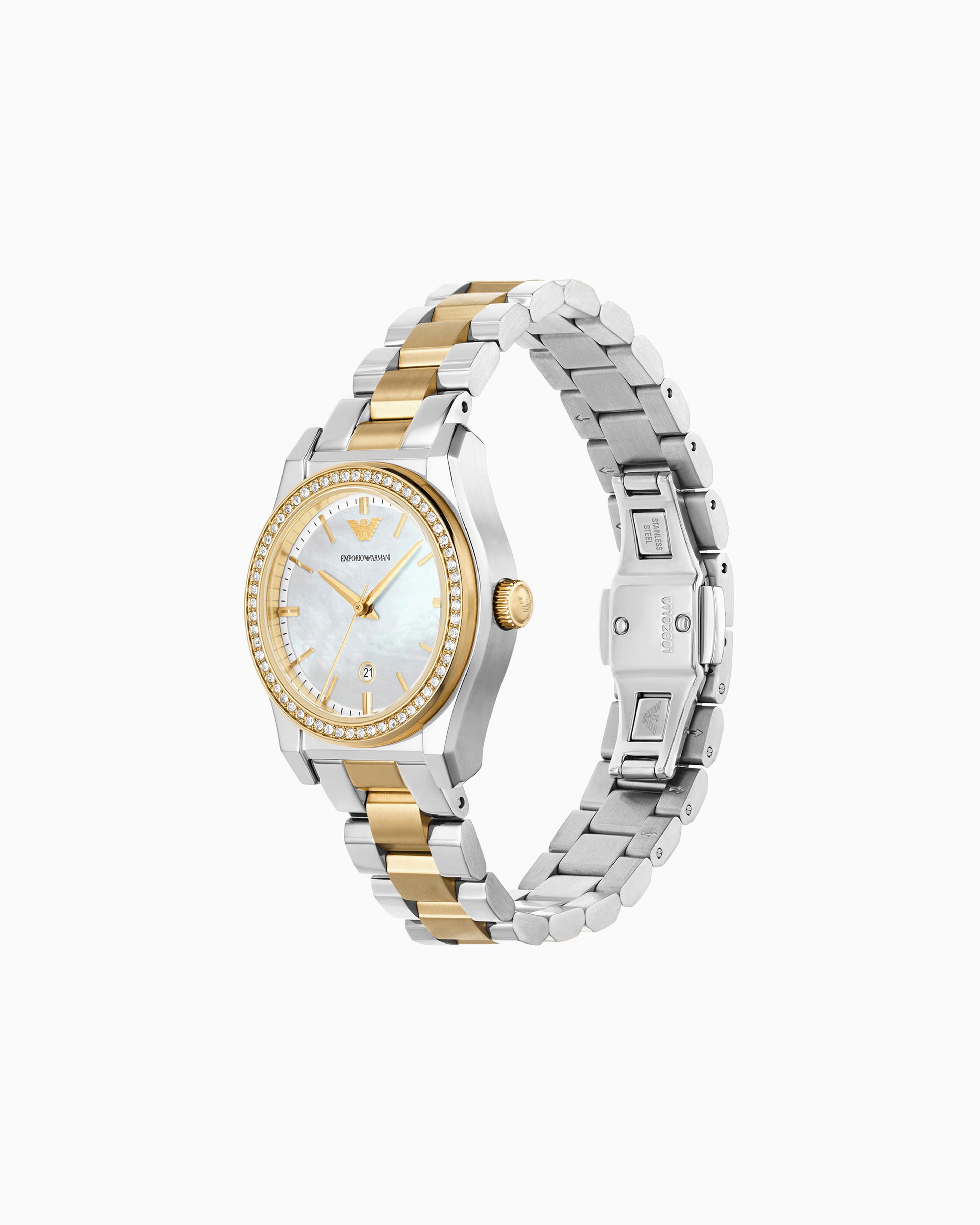 Shop Emporio Armani Three-hand Date Stainless Steel Watch In Multicoloured