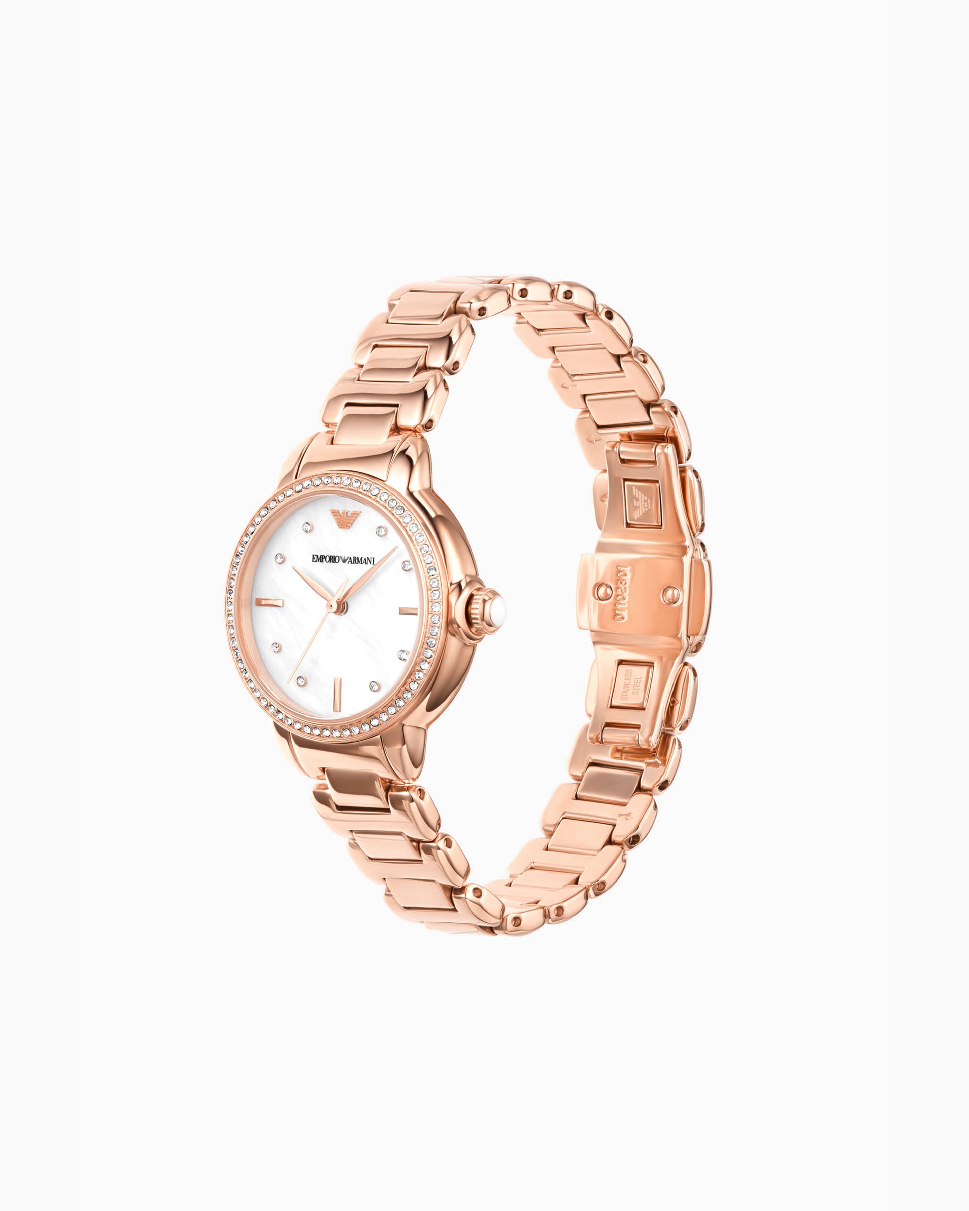 Shop Emporio Armani Three-hand Rose Gold-tone Stainless Steel Watch