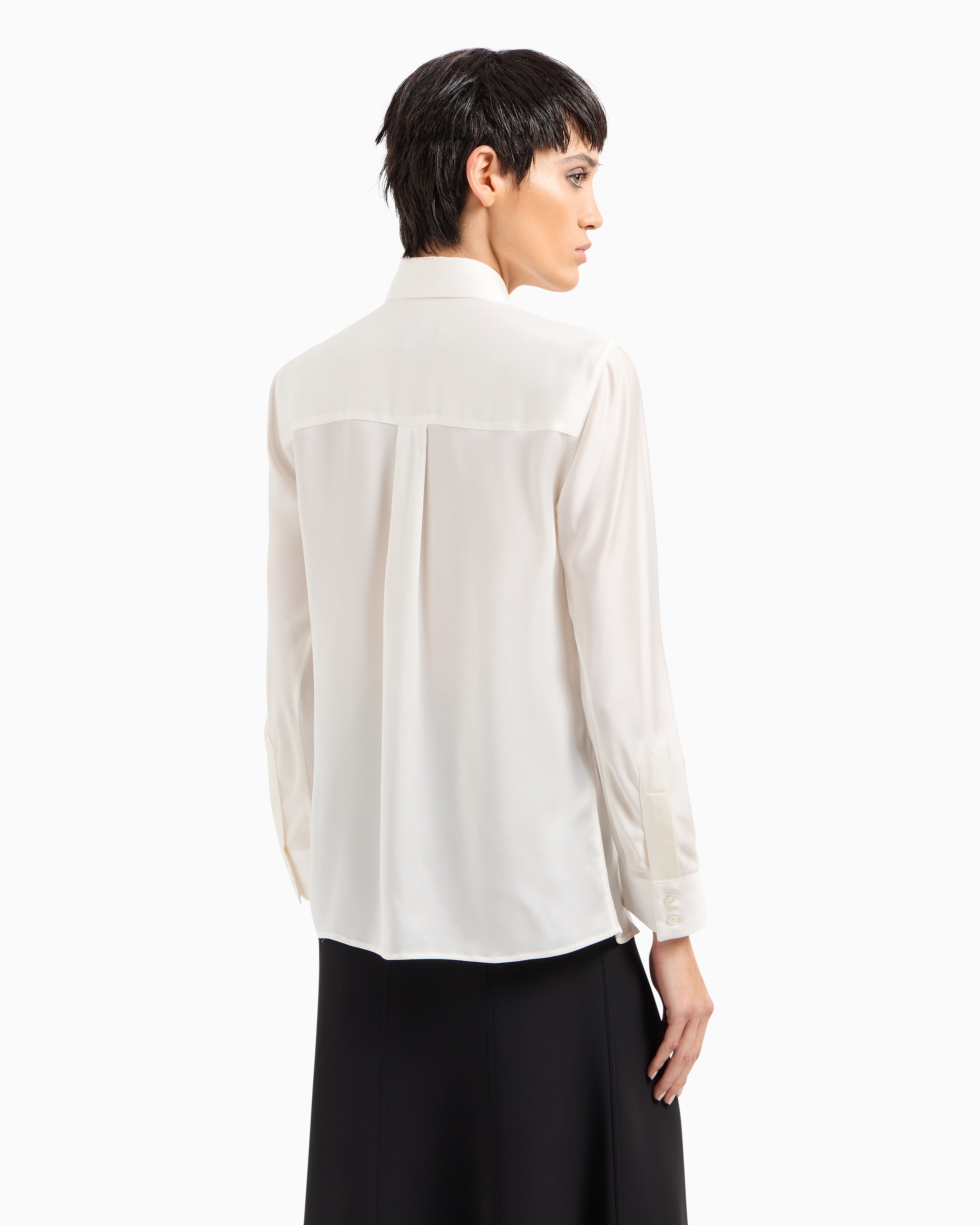 Giorgio Armani Pure Silk Charmeuse Shirt In White