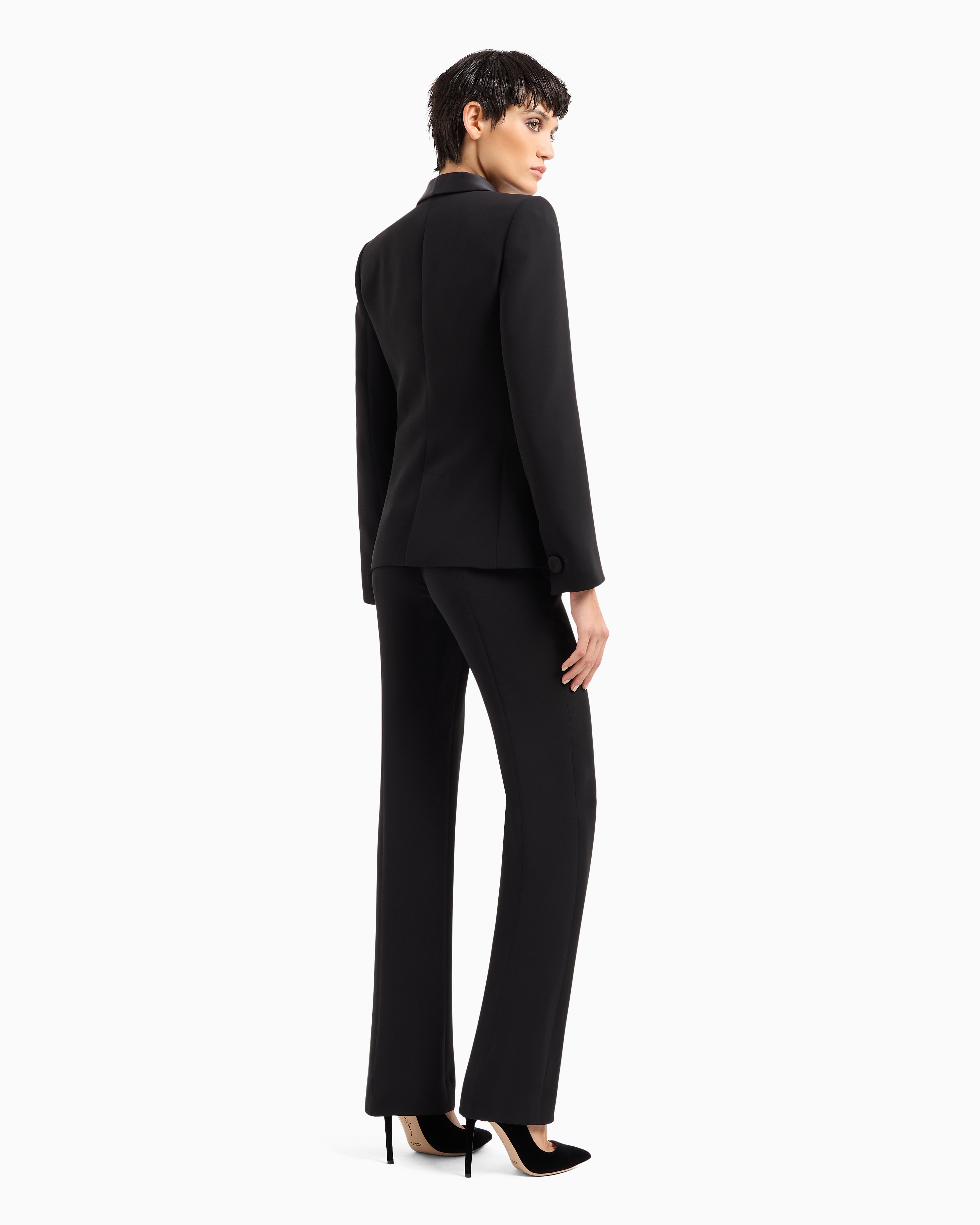 Giorgio Armani Official Store Crepe Tuxedo Pure Silk Jacket In Black