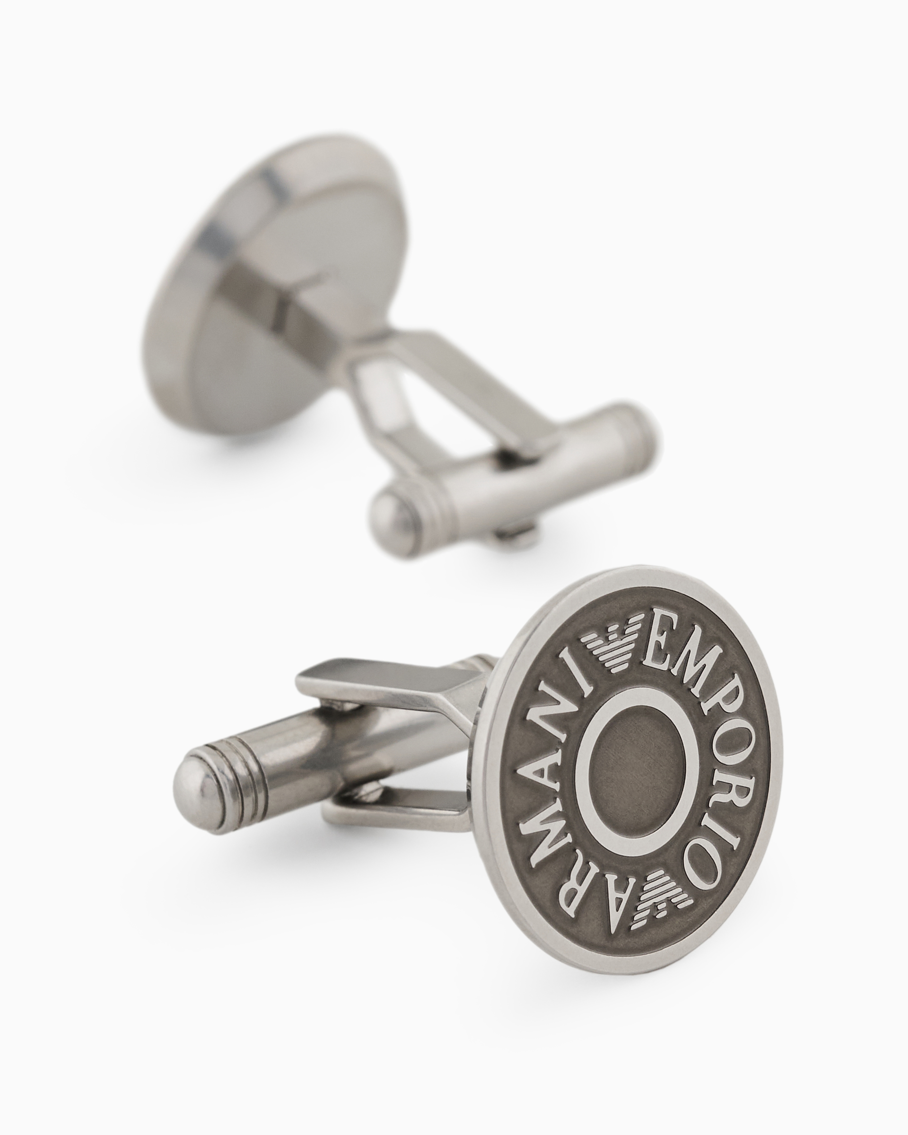 Emporio Armani Stainless Steel And Ip Gun-plating Cufflink In Multicoloured