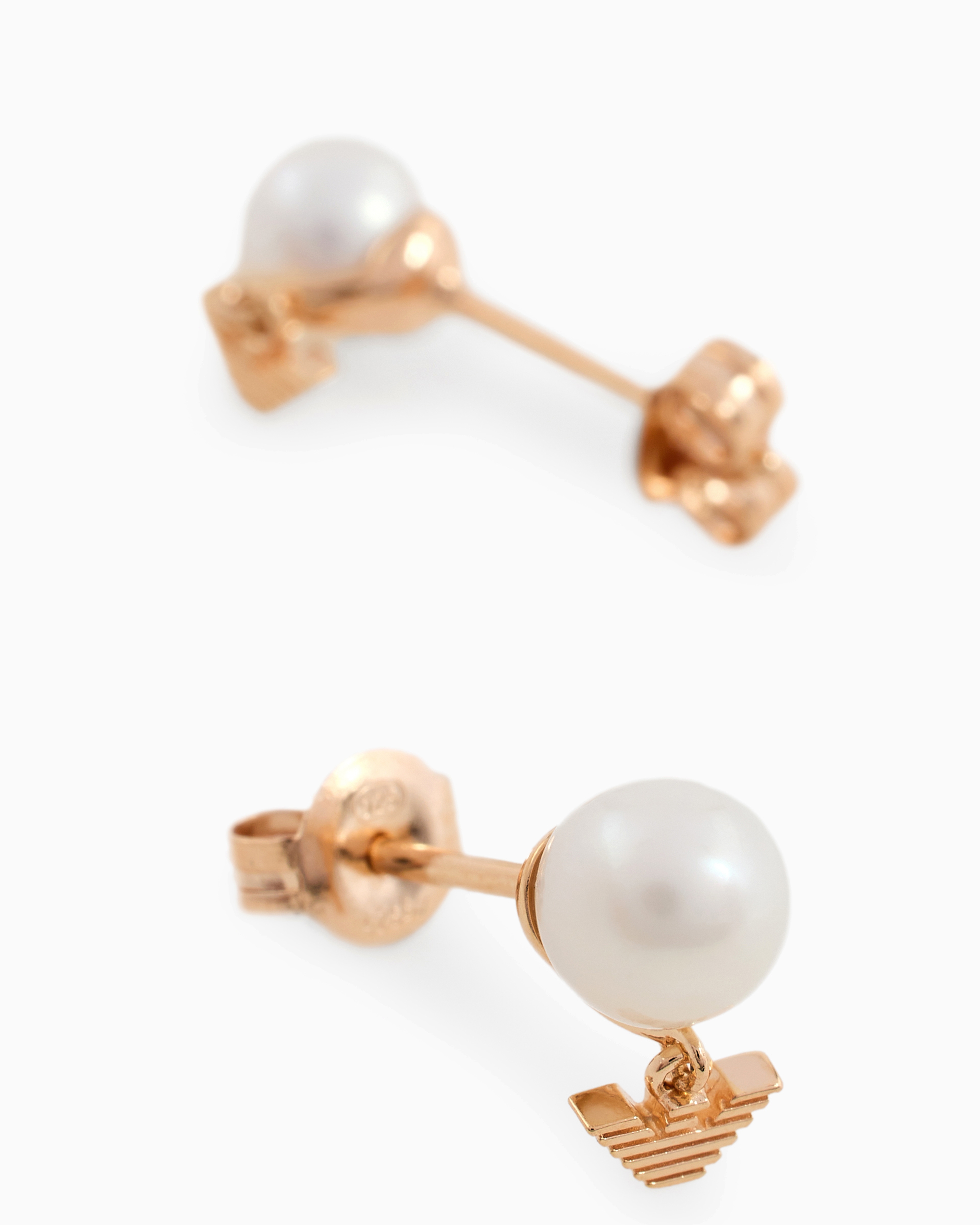 Shop Emporio Armani White Pearl Stud Earrings In Multicoloured