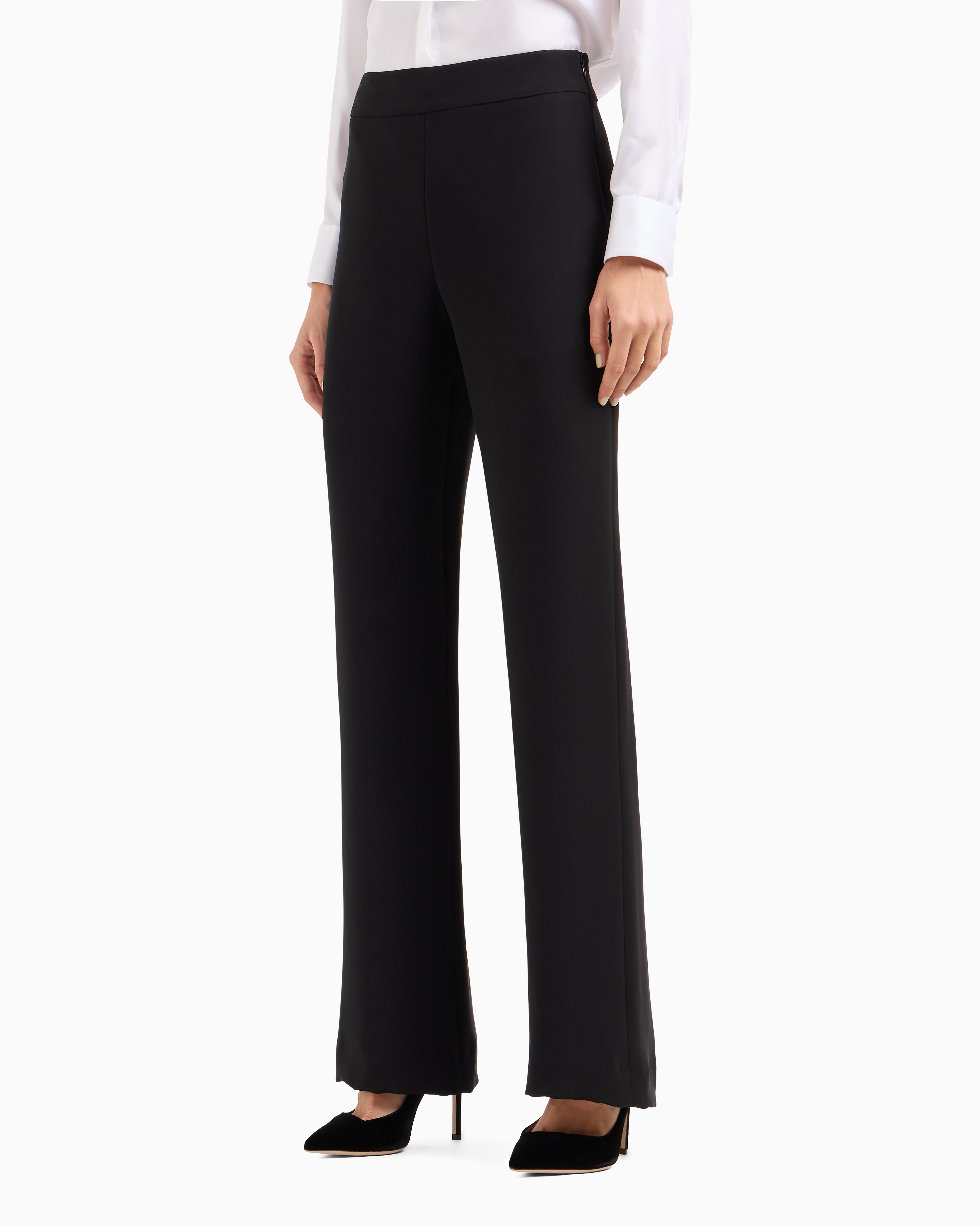 Giorgio Armani Official Store Mulberry Silk Palazzo Trousers In Black