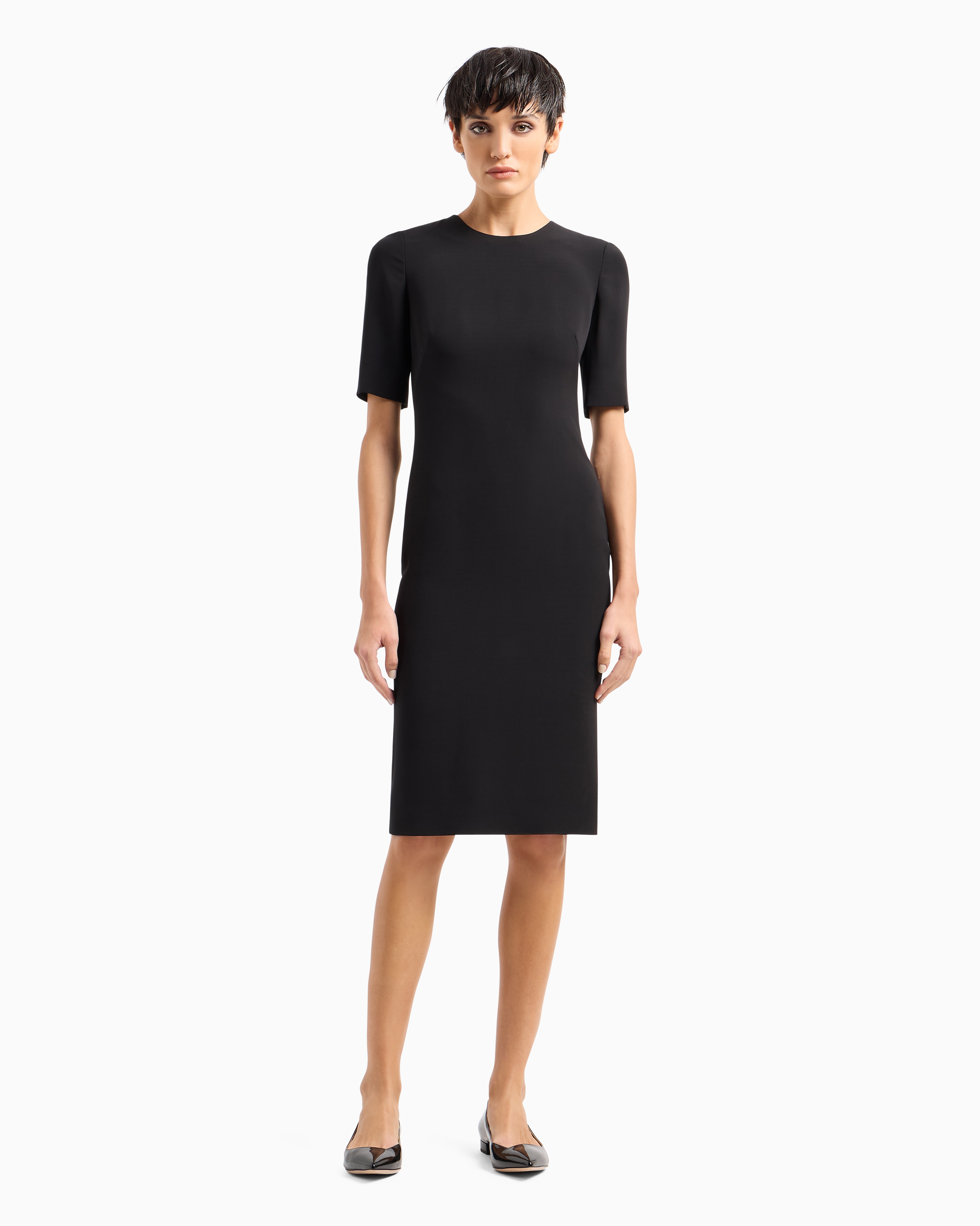 Giorgio Armani Official Store Mulberry Silk Sheath Dress In Black