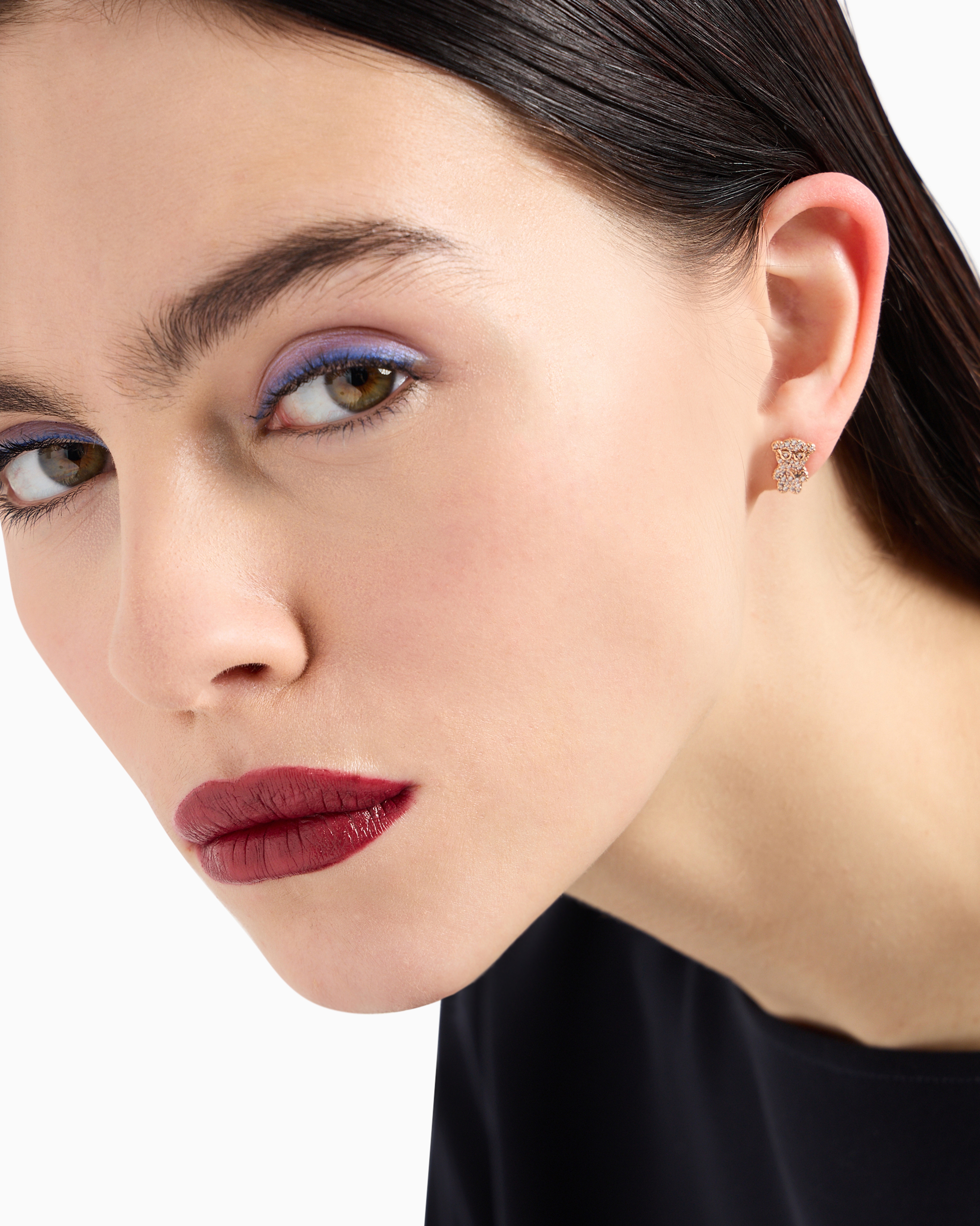 Emporio Armani Rose Gold-tone Brass Stud Earrings In Multicoloured
