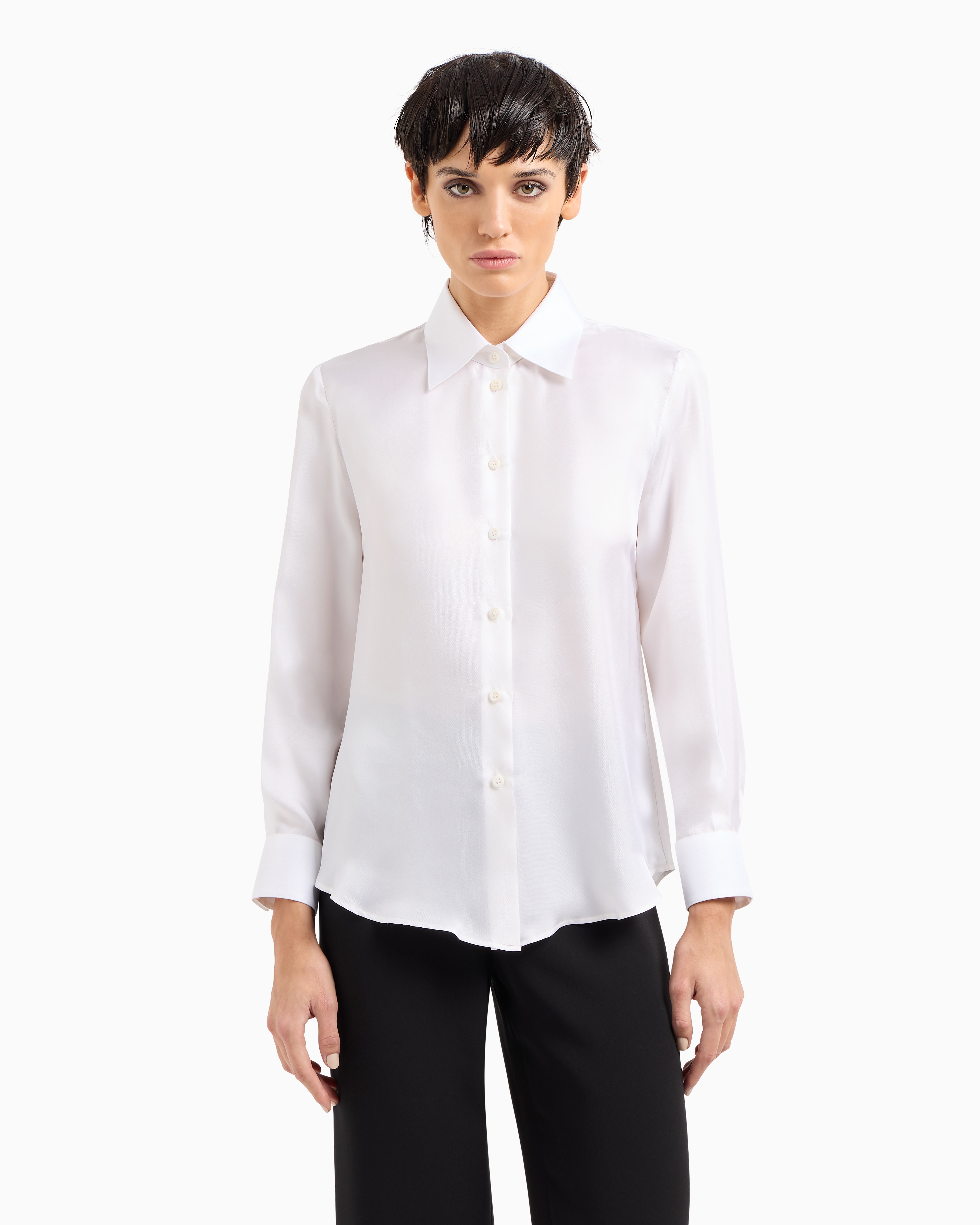 Giorgio Armani Official Store Organic Silk Shirt In White