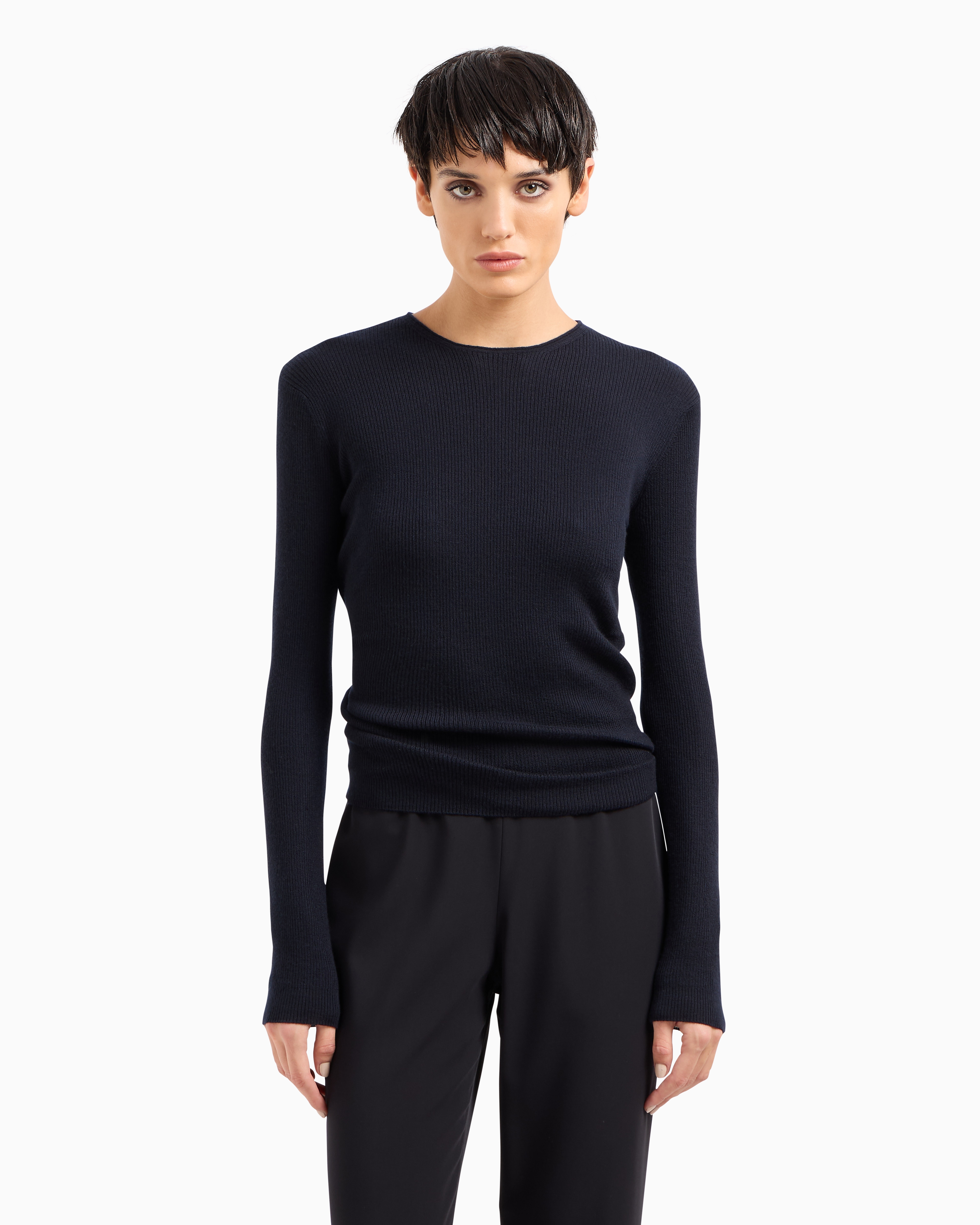 Giorgio Armani Pure Cashmere Crew-neck Jumper In Navy Blue