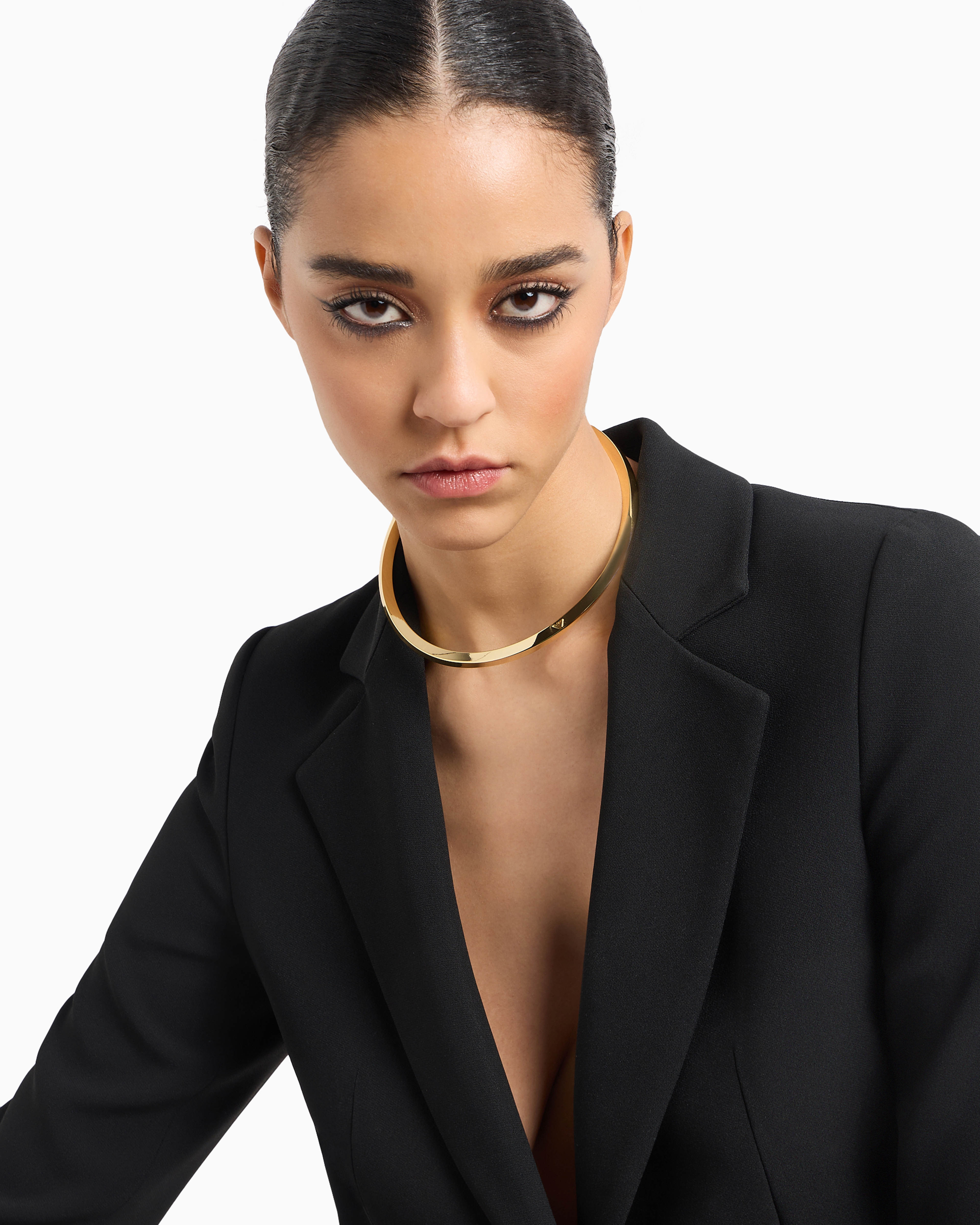 EMPORIO ARMANI GOLD-TONE BRASS COLLAR NECKLACE 