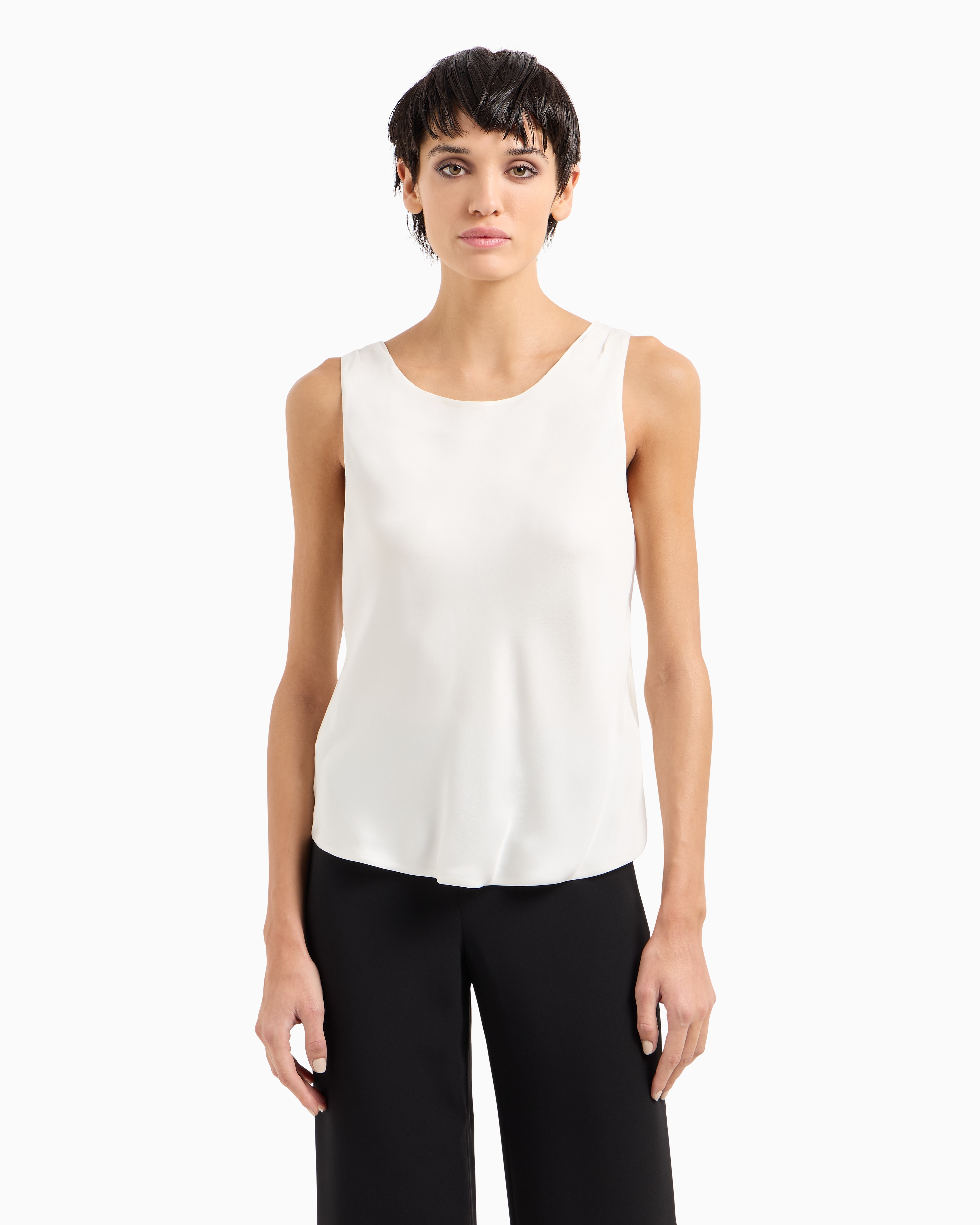 Shop Giorgio Armani Pure Silk Top In White