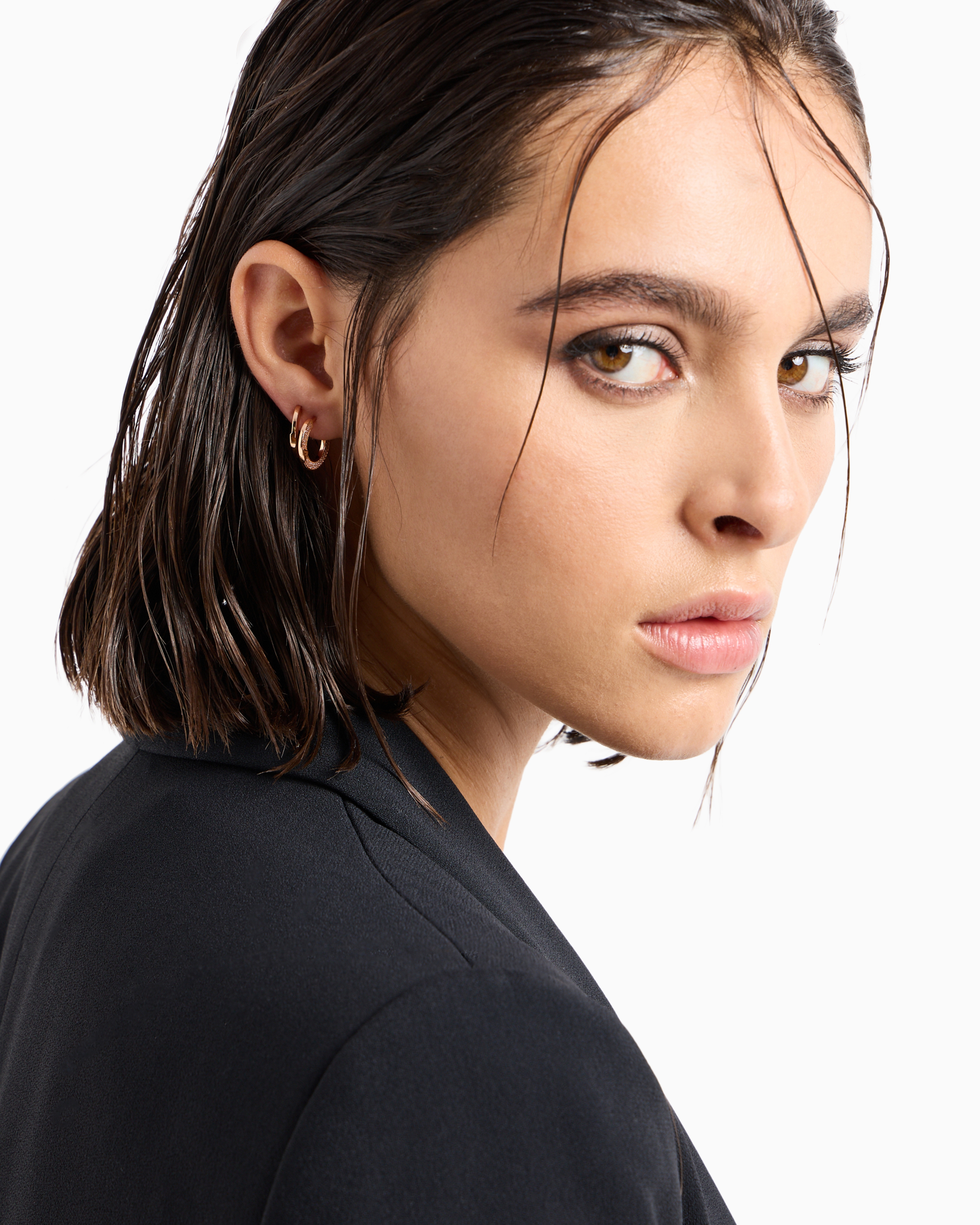 Emporio Armani Rose Gold-tone Sterling Silver Hoop Earrings In Multicoloured