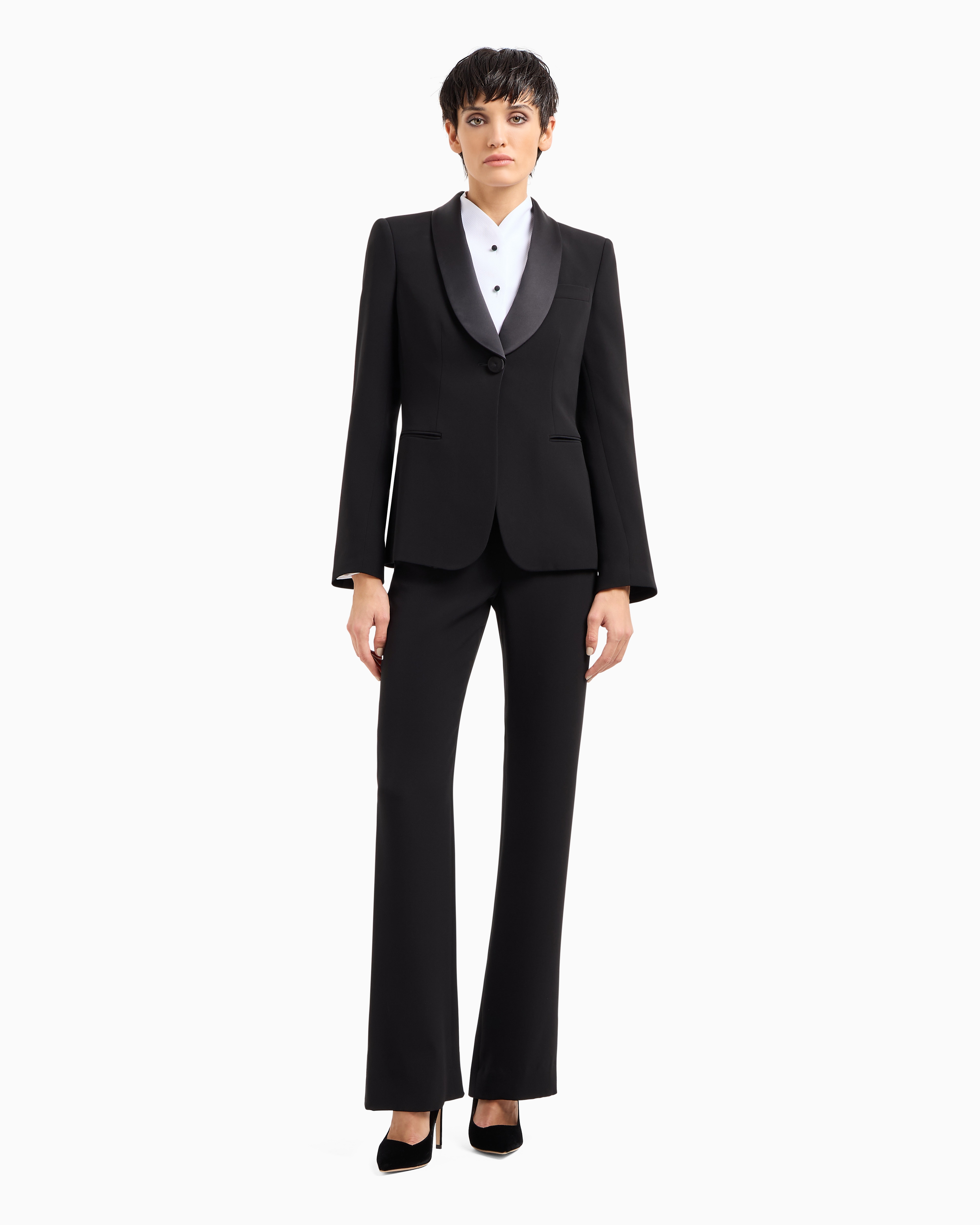 Giorgio Armani Official Store Crepe Tuxedo Pure Silk Jacket In Black