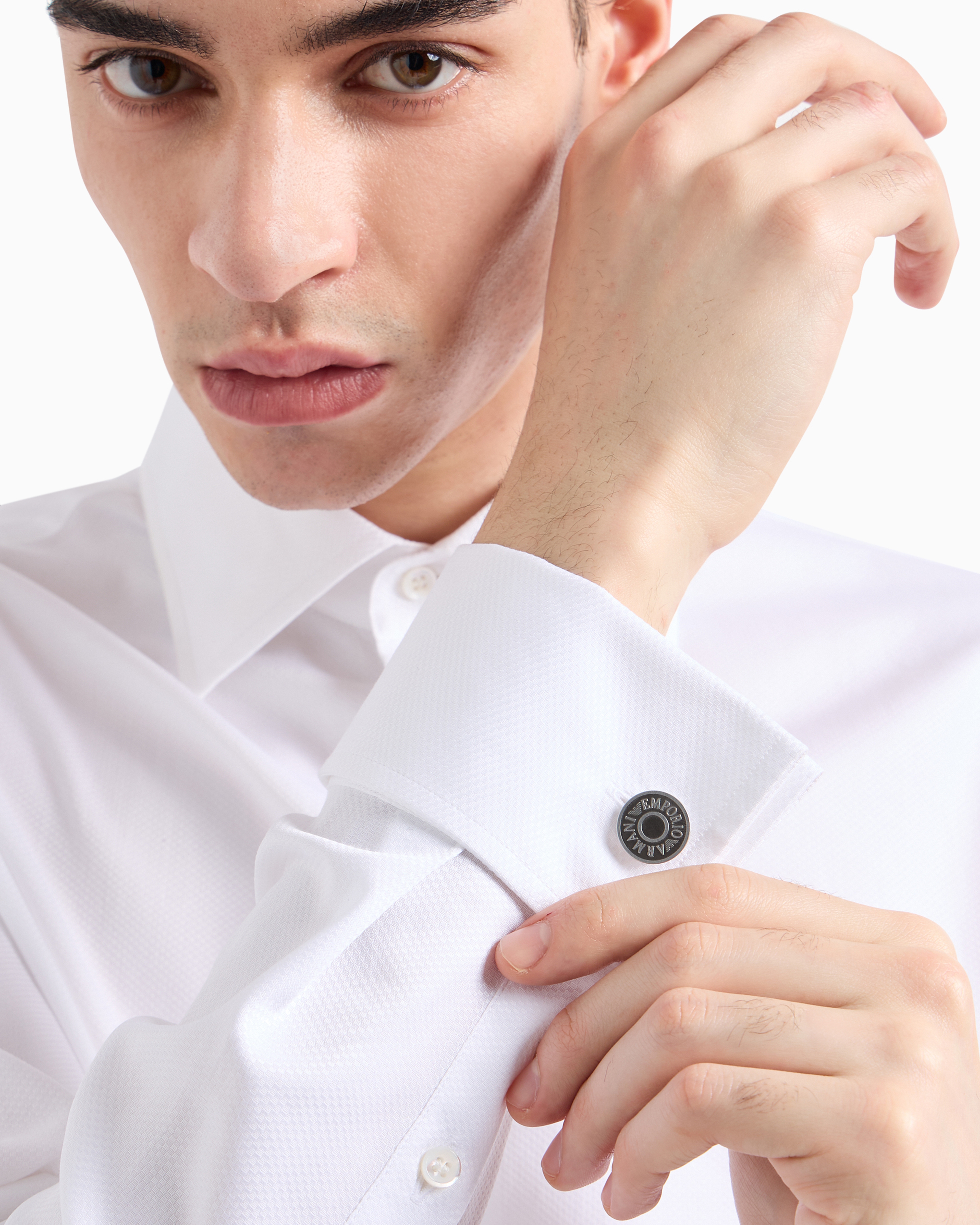 Emporio Armani Stainless Steel And Ip Gun-plating Cufflink In Multicoloured