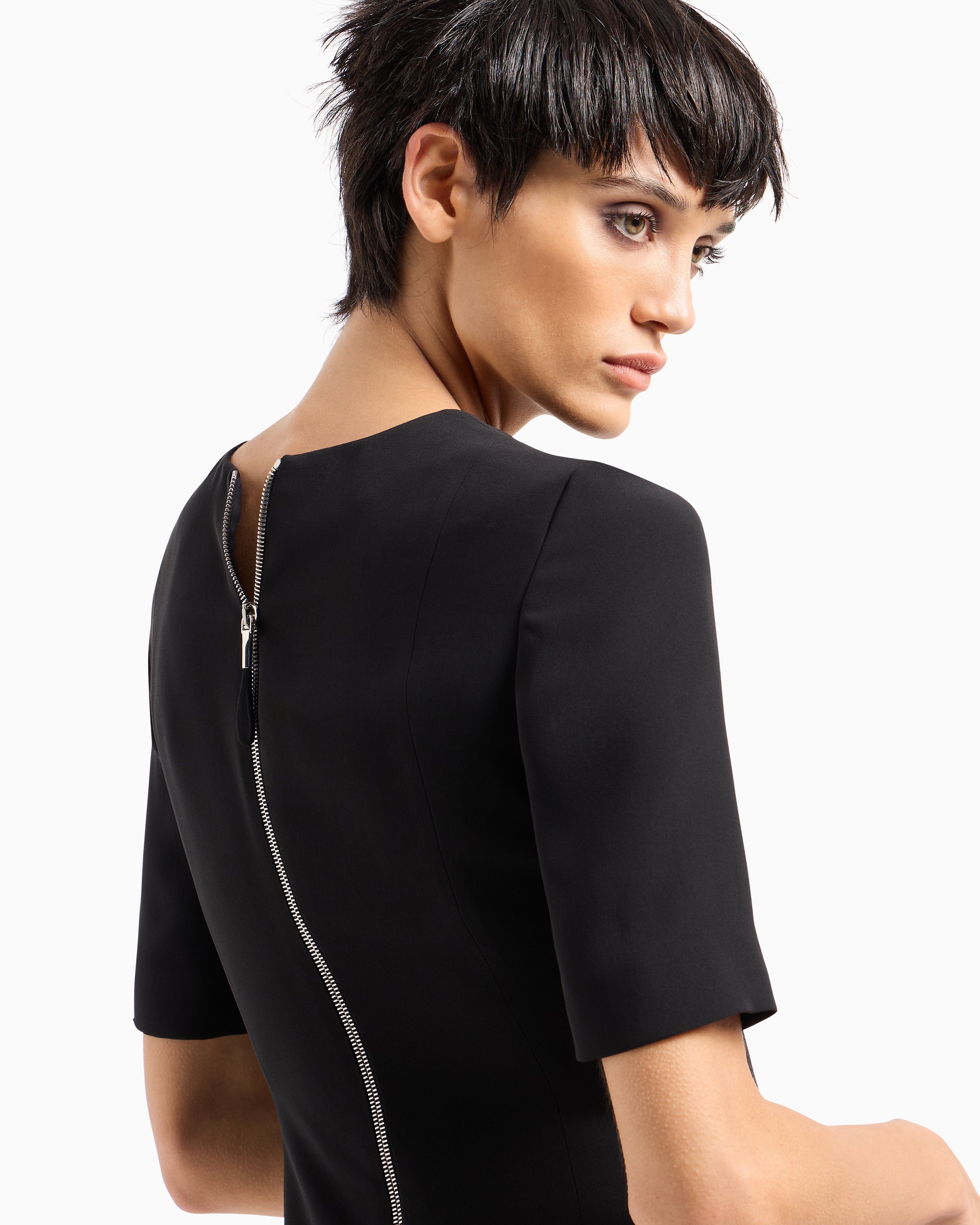 Giorgio Armani Official Store Mulberry Silk Sheath Dress In Black