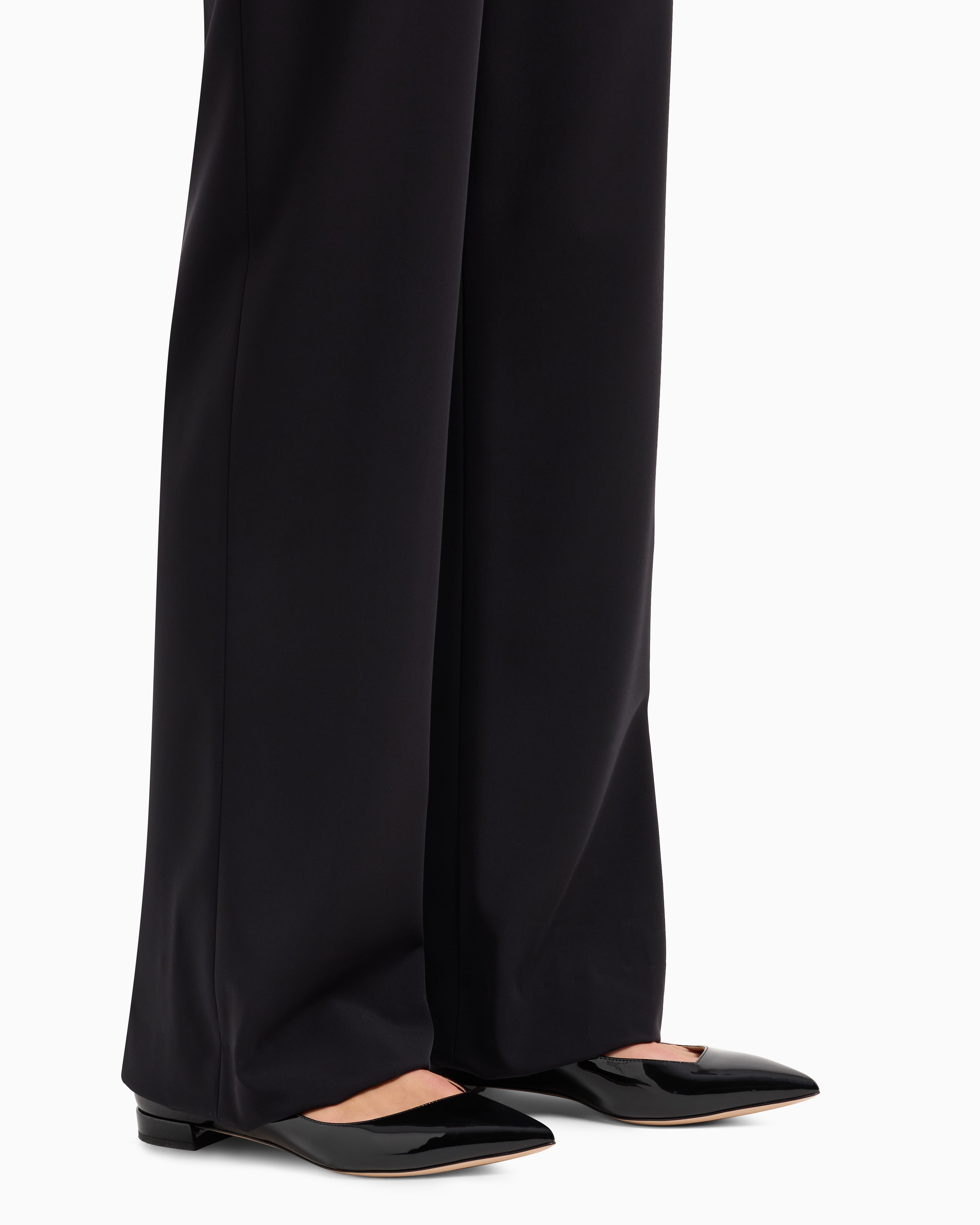 Shop Giorgio Armani Double Crepe Trousers In Marineblau