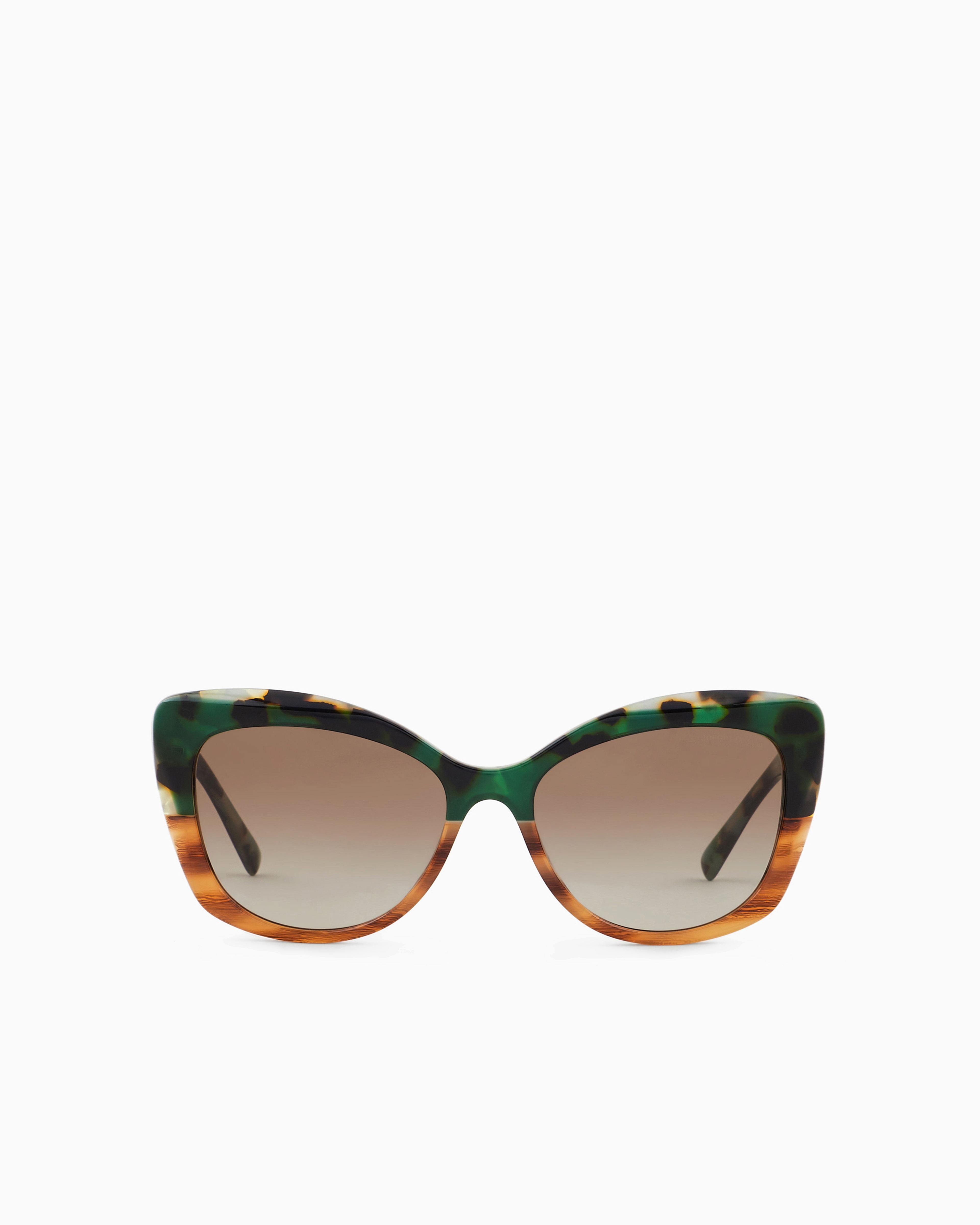 Giorgio Armani Logo-print Cat-eye Frame Sunglasses In Green