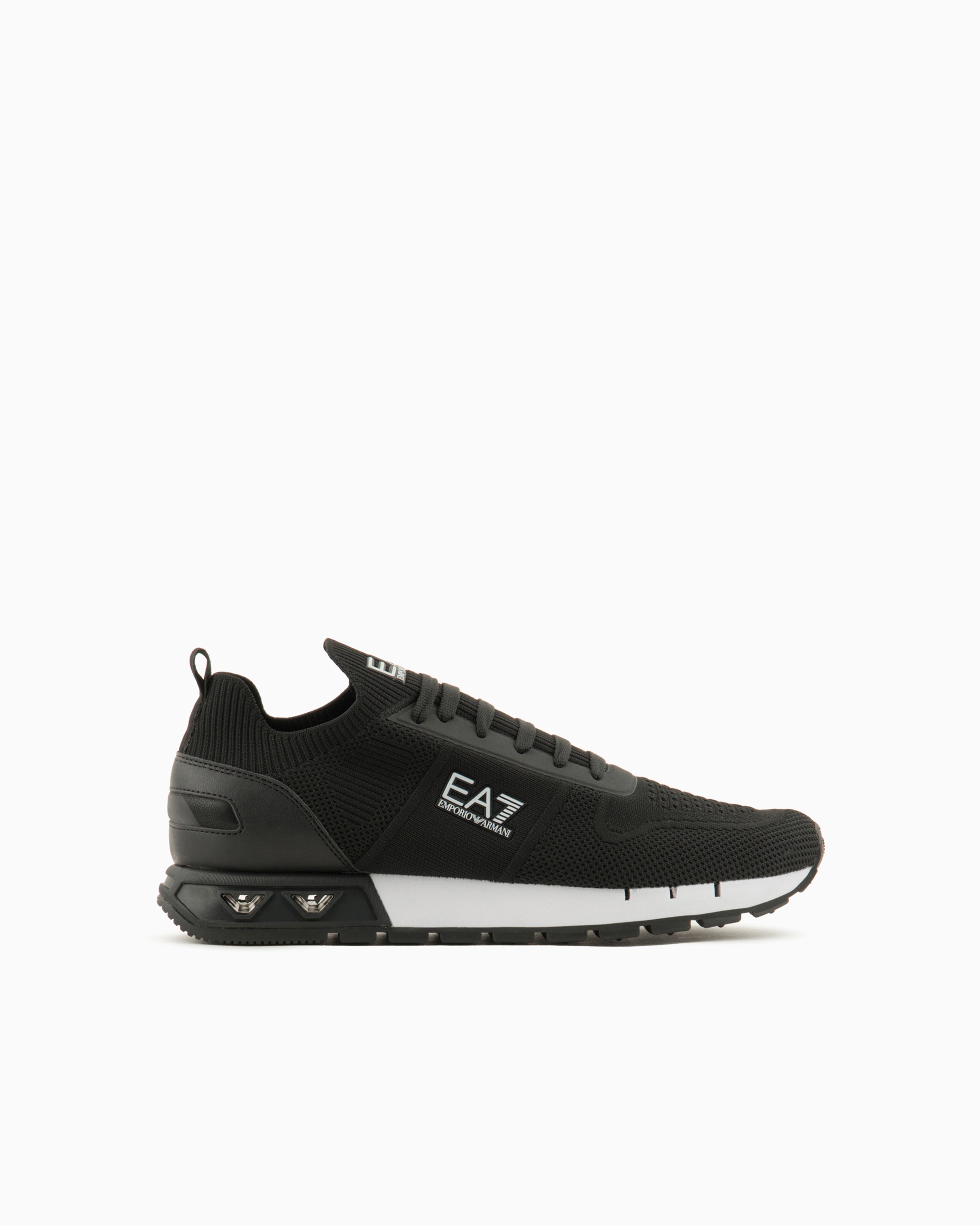 Shop Ea7 Black & White Legacy Knit Sneakers In Two-tone