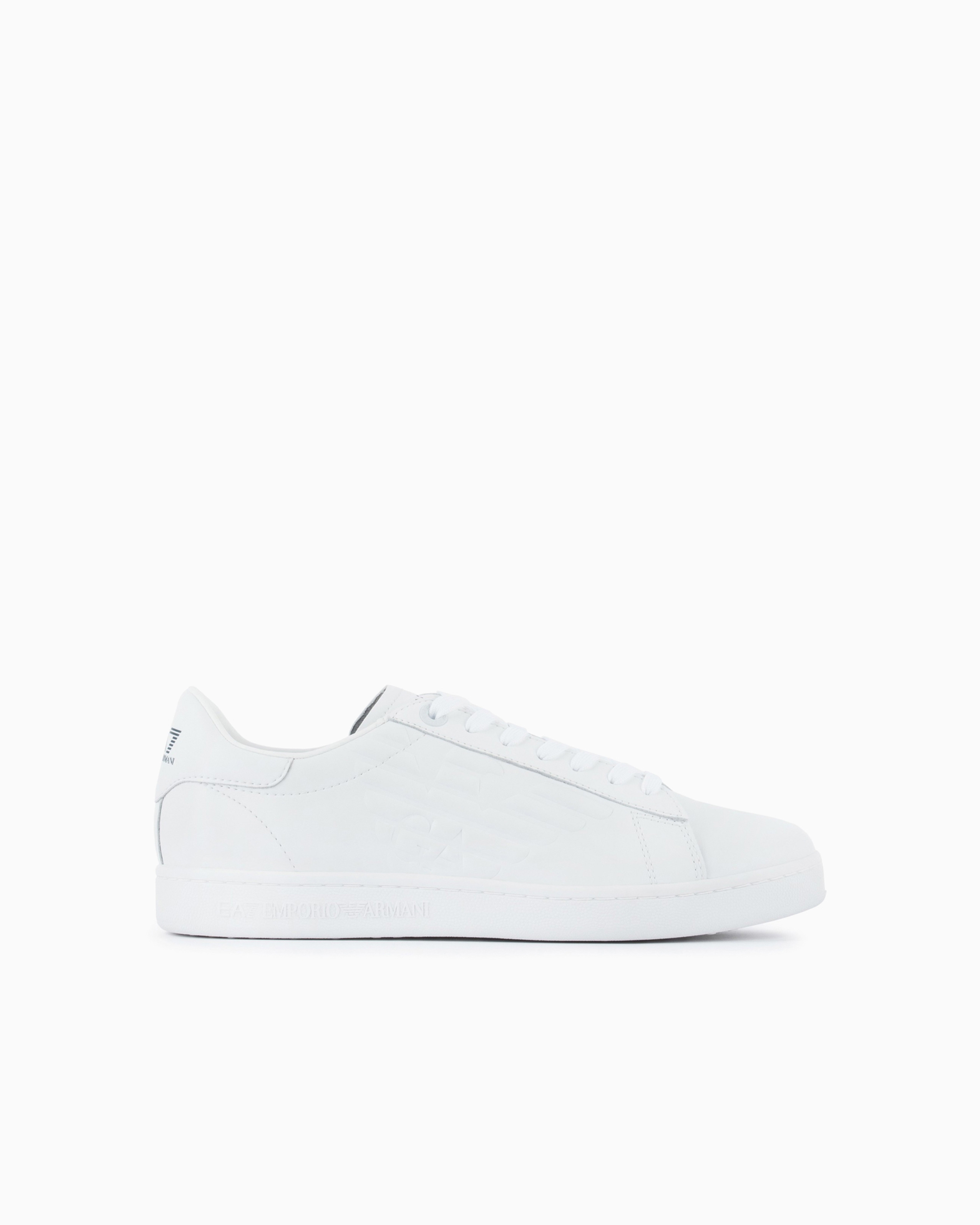 Emporio Armani Classic Cc Sneakers With Embossed Logo In White