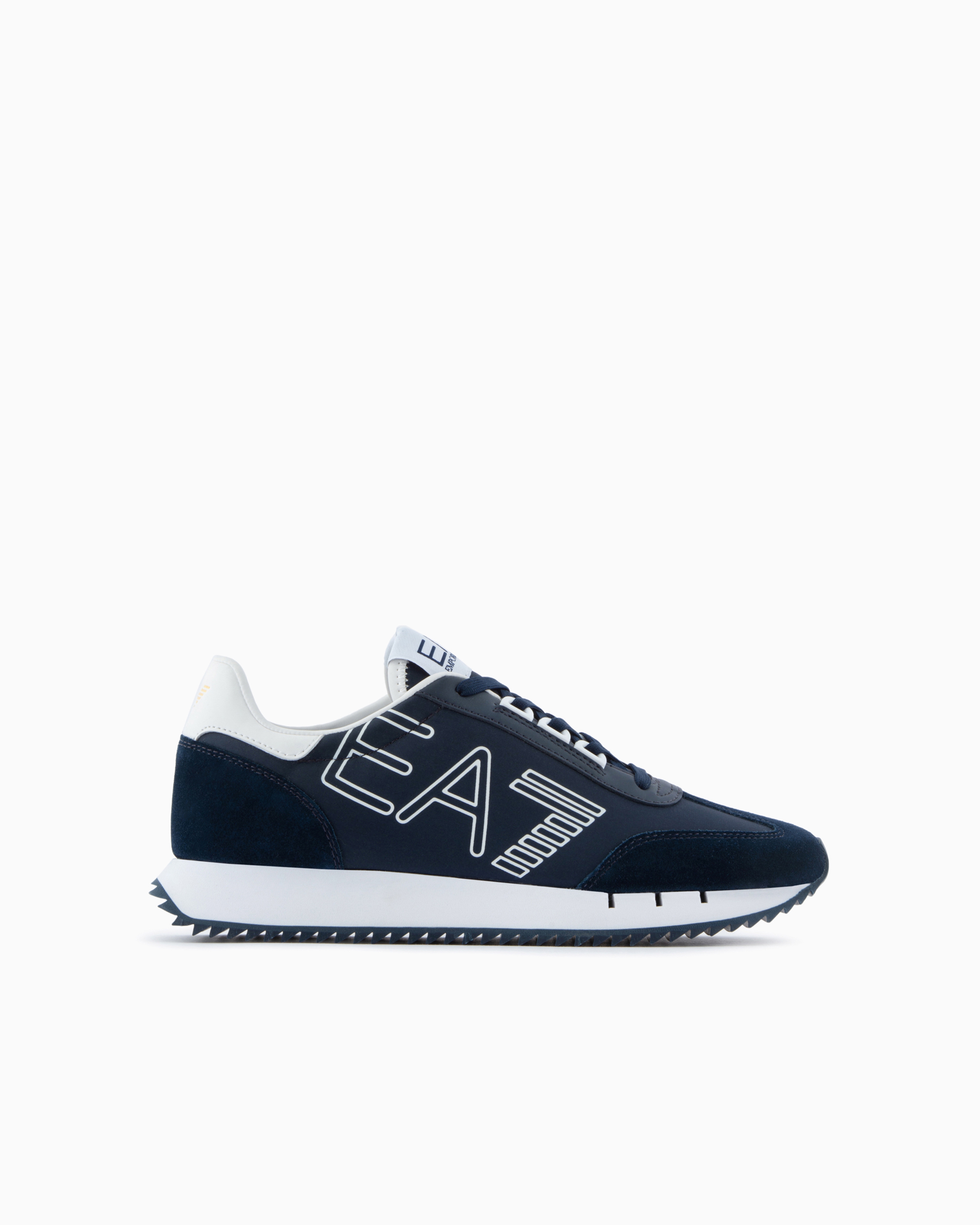 Emporio Armani Black And White Vintage Sneakers In Navy Blue