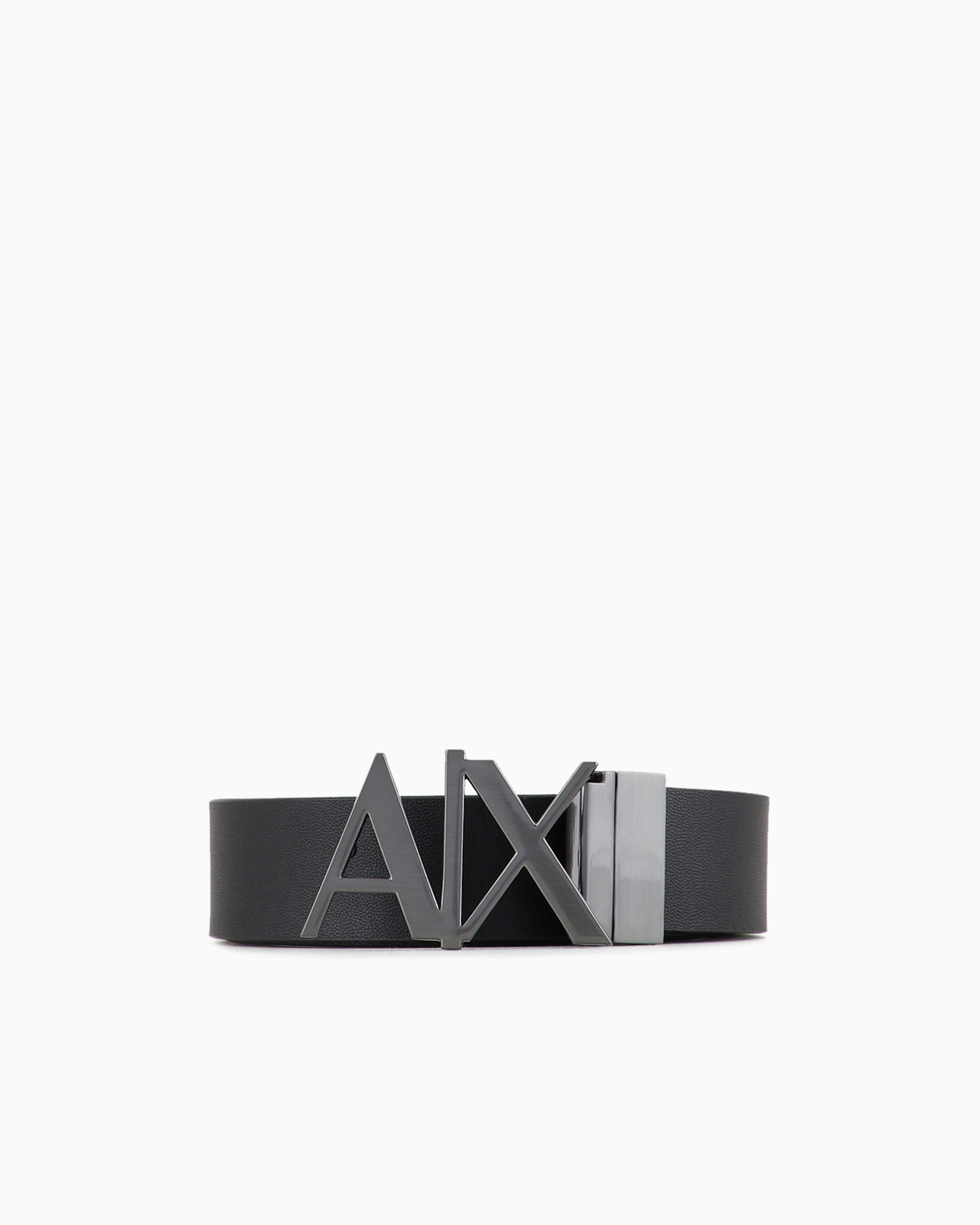 Armani Exchange Double-sided Leather Belt In Black