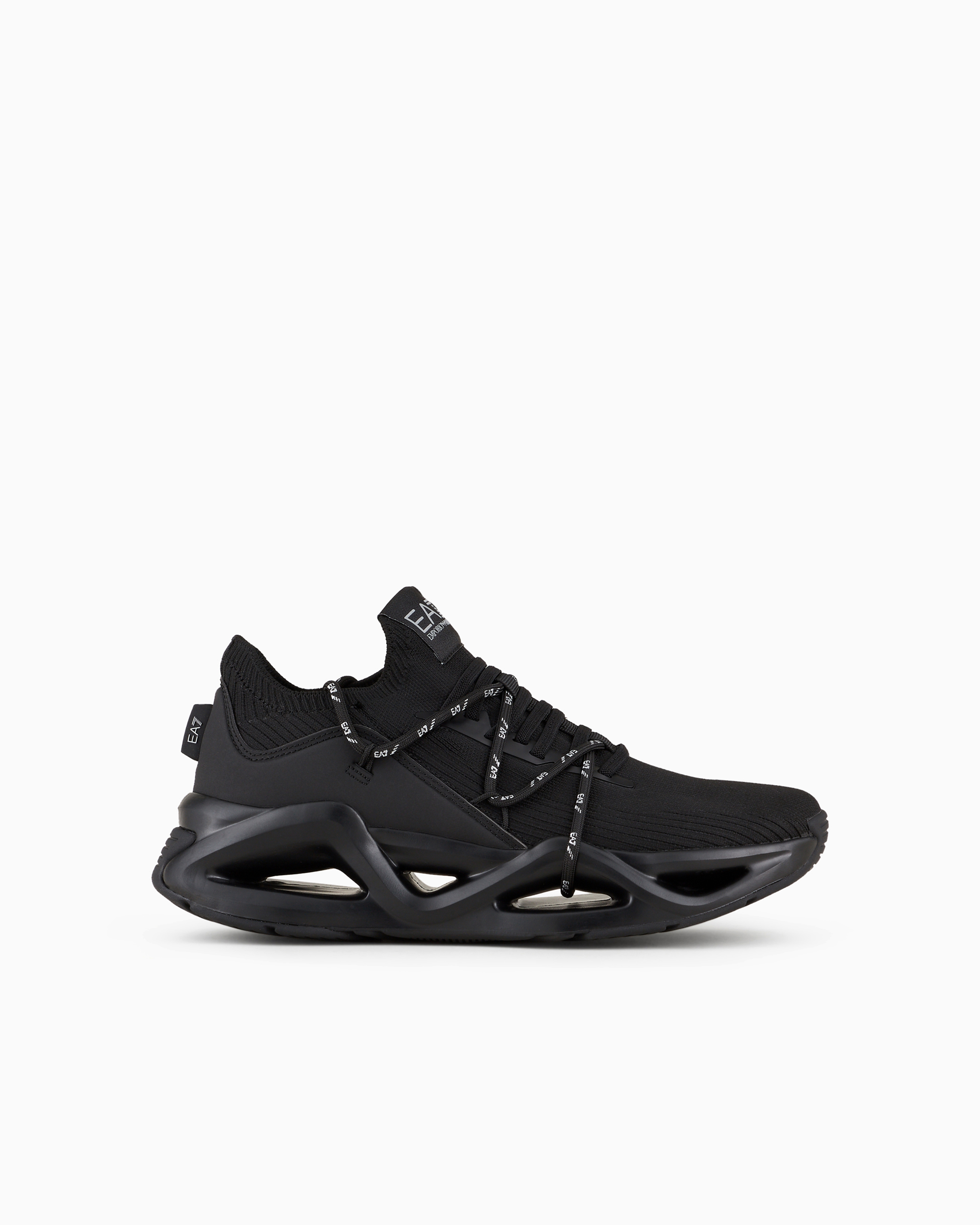 Ea7 Infinity Knit Sneakers In Black