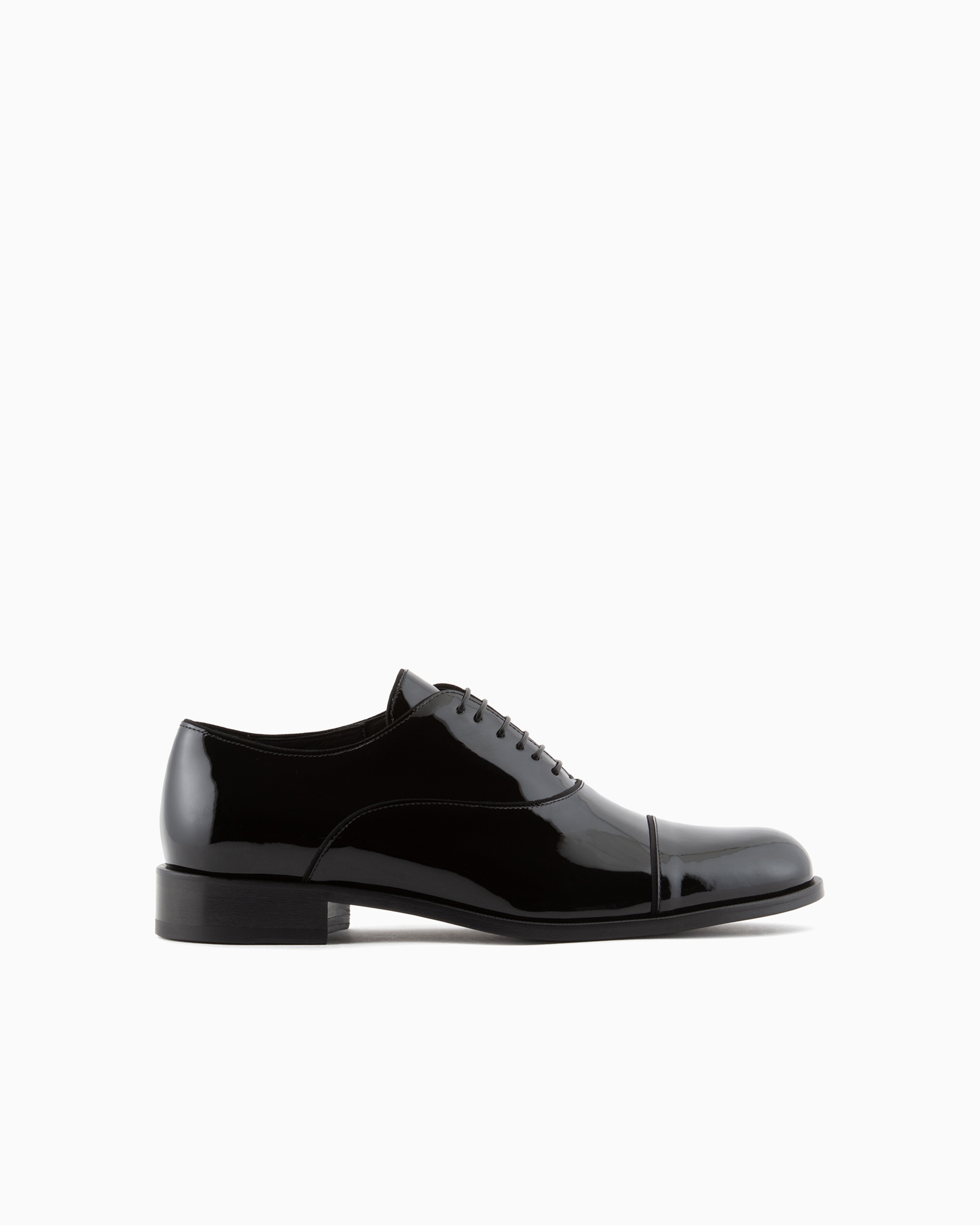 Giorgio Armani Official Store Patent Leather Oxfords In Black