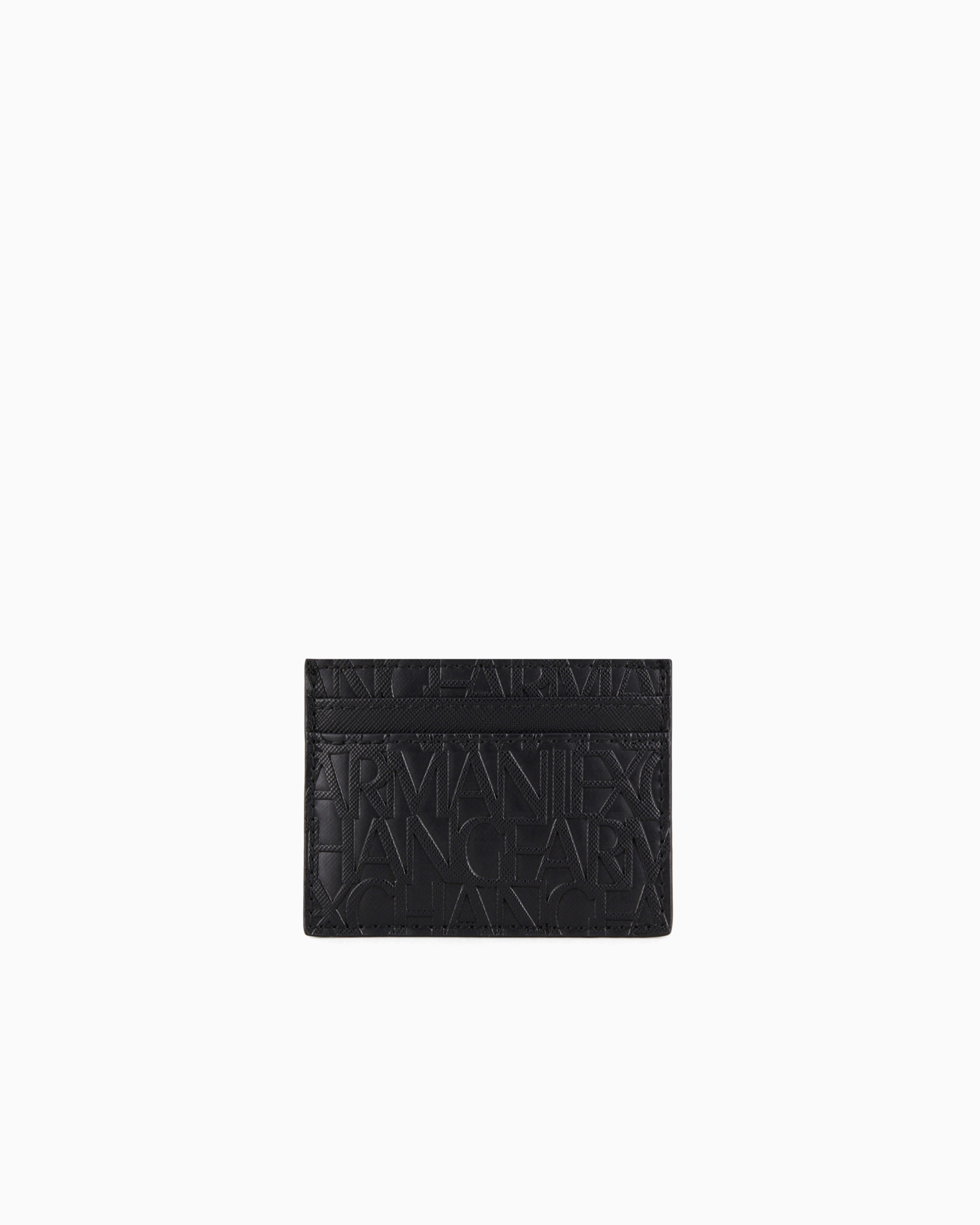 Armani Exchange Card Holder Made Of Recycled Material With Embossed Logo Writing In Black