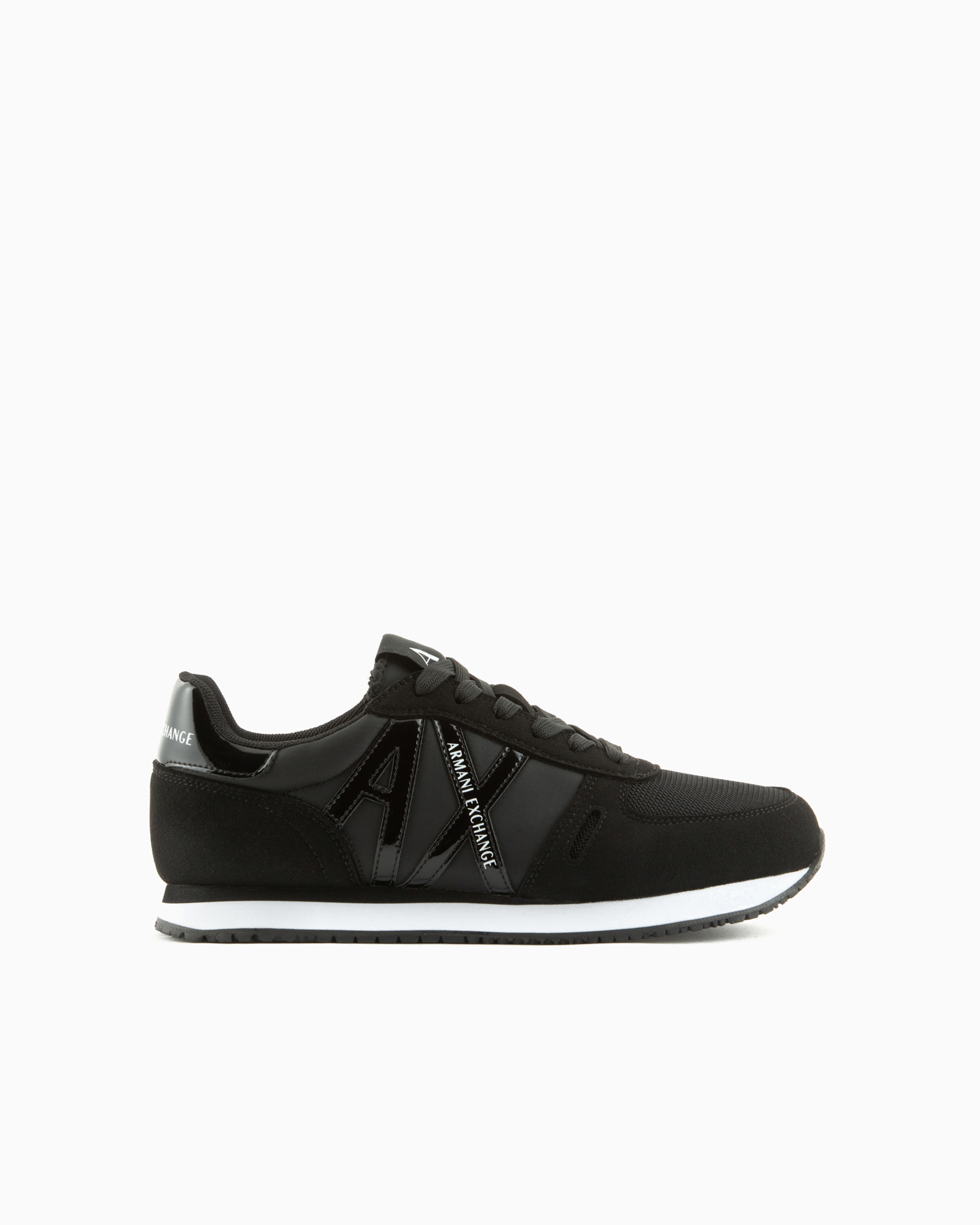 Shop Armani Exchange Microfiber Sneakers With Logo In Black