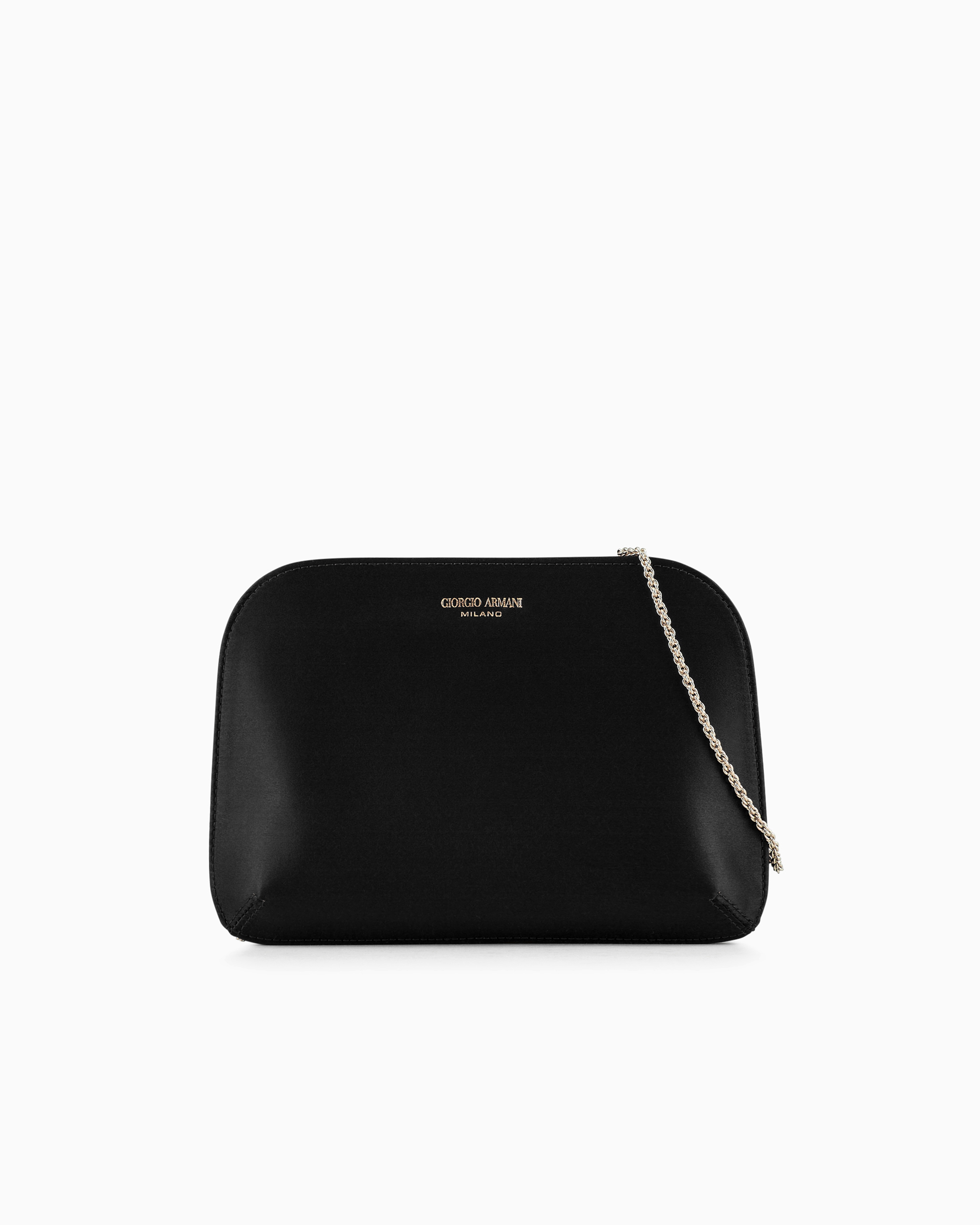 Giorgio Armani Official Store Satin La Prima Clutch Bag In Black