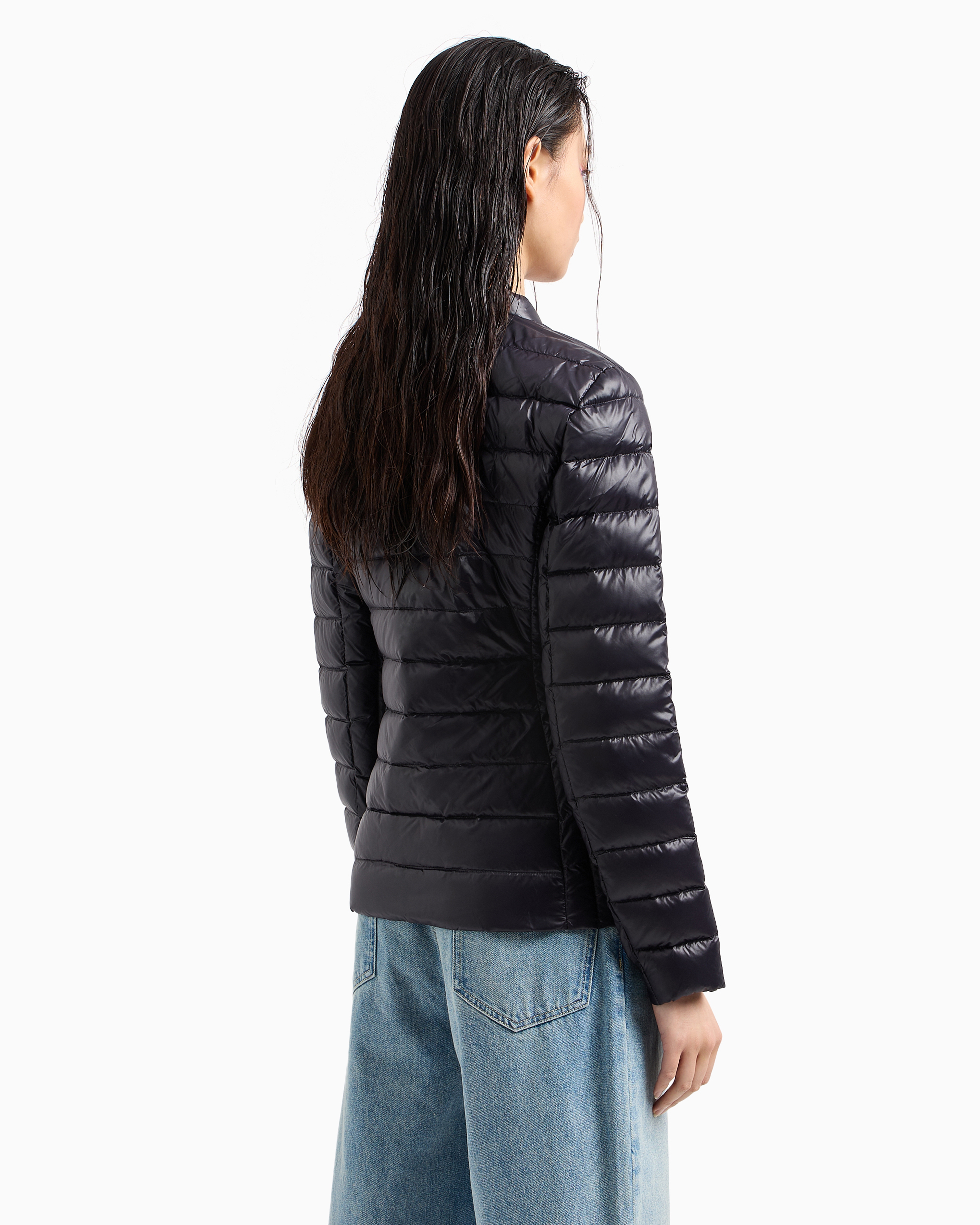Armani Exchange Packable Quilted Down Jacket In Black