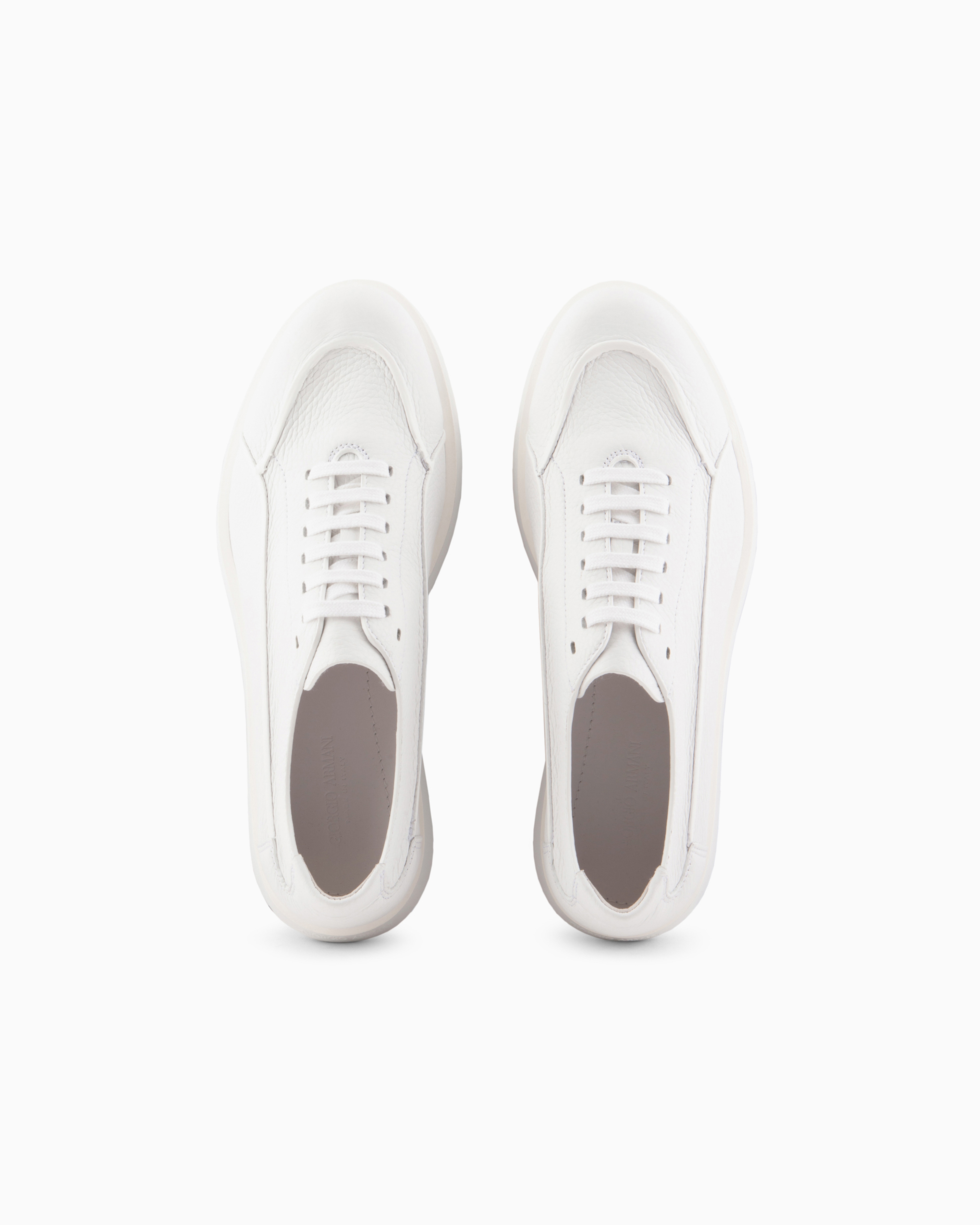 Giorgio Armani Official Store Deerskin Sneakers In White