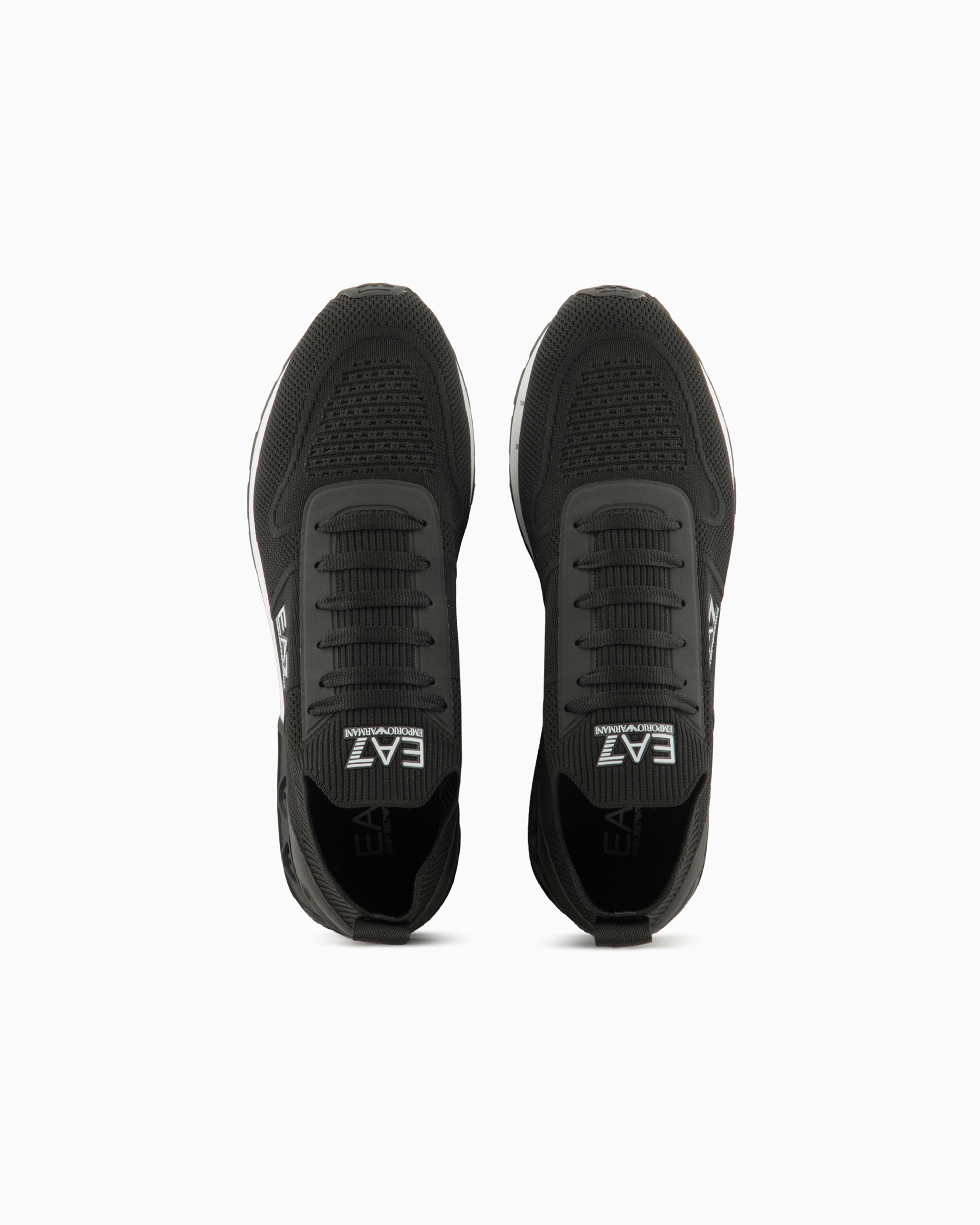 Shop Ea7 Black & White Legacy Knit Sneakers In Two-tone