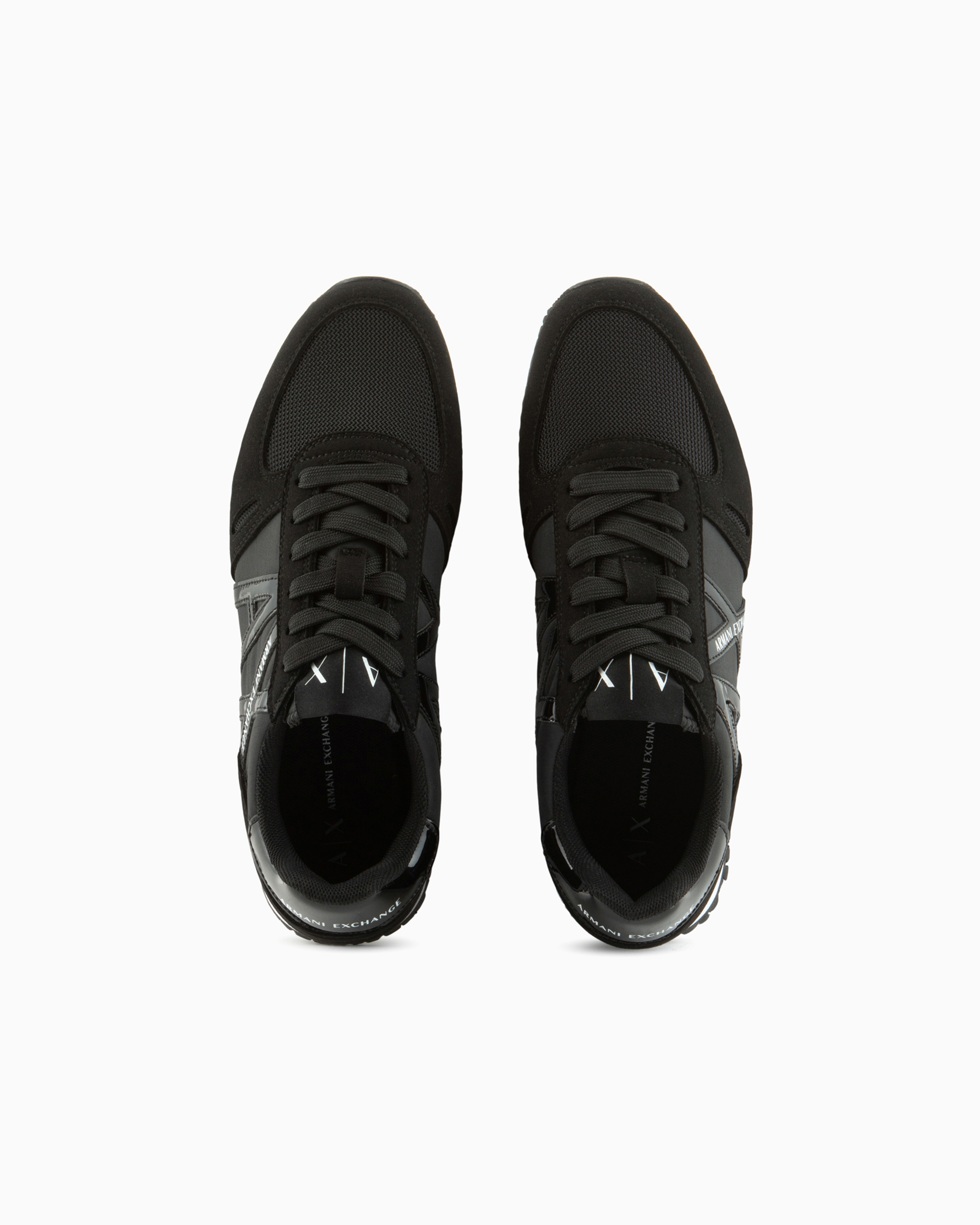 Shop Armani Exchange Microfiber Sneakers With Logo In Black