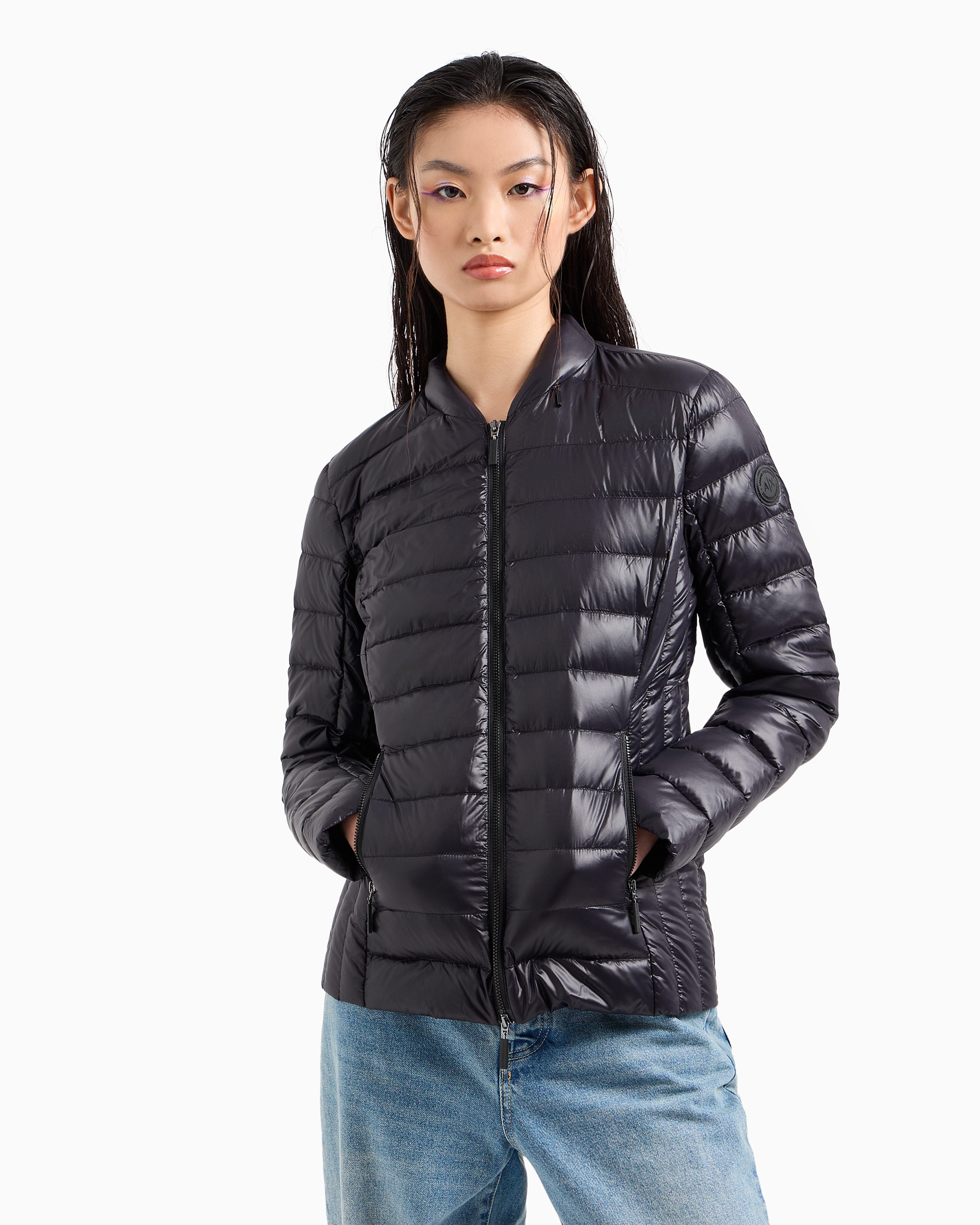 Armani Exchange Packable Quilted Down Jacket In Black