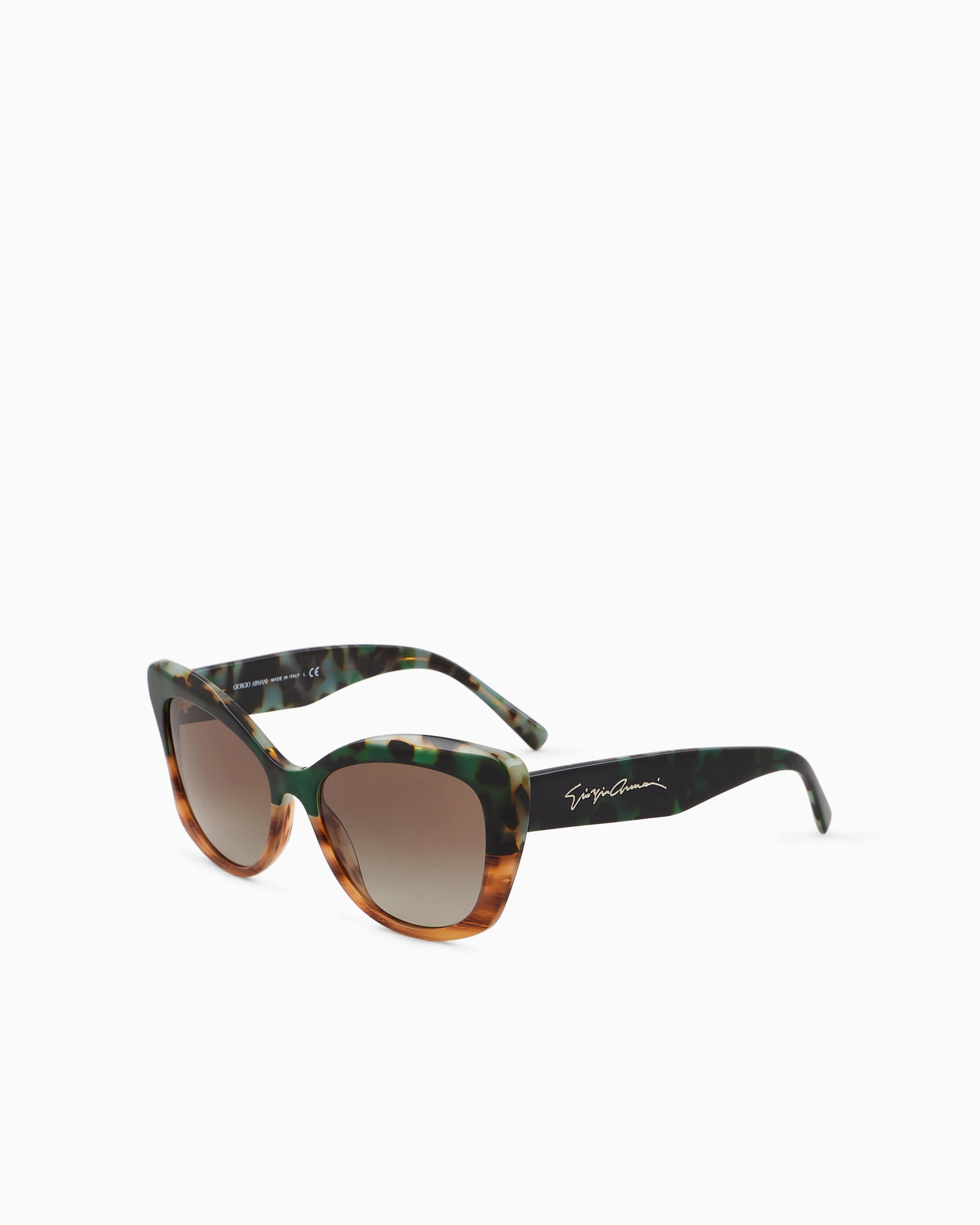 Giorgio Armani Logo-print Cat-eye Frame Sunglasses In Green