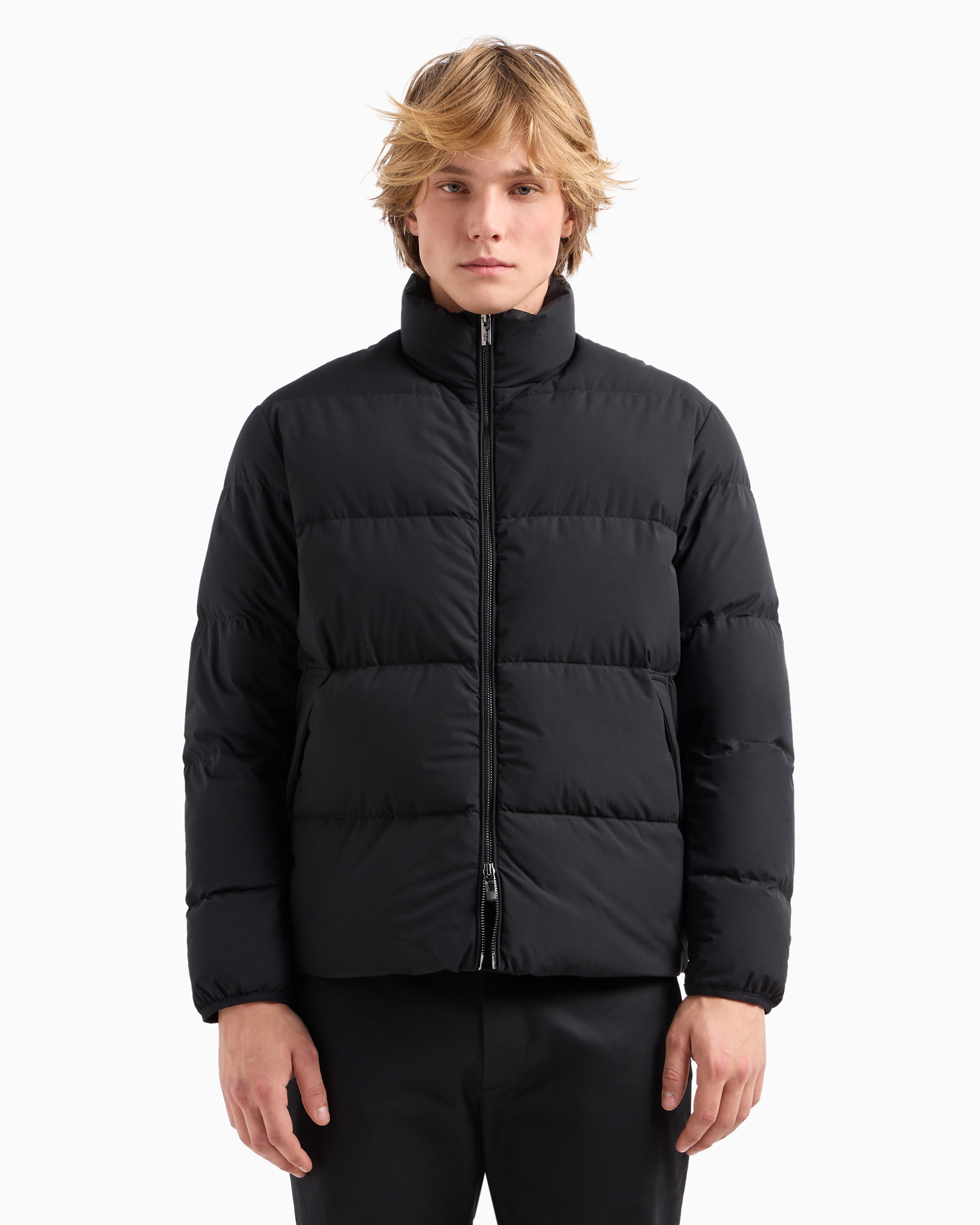 Shop Emporio Armani Quilted Nylon, Full-zip Puffer Jacket In Black