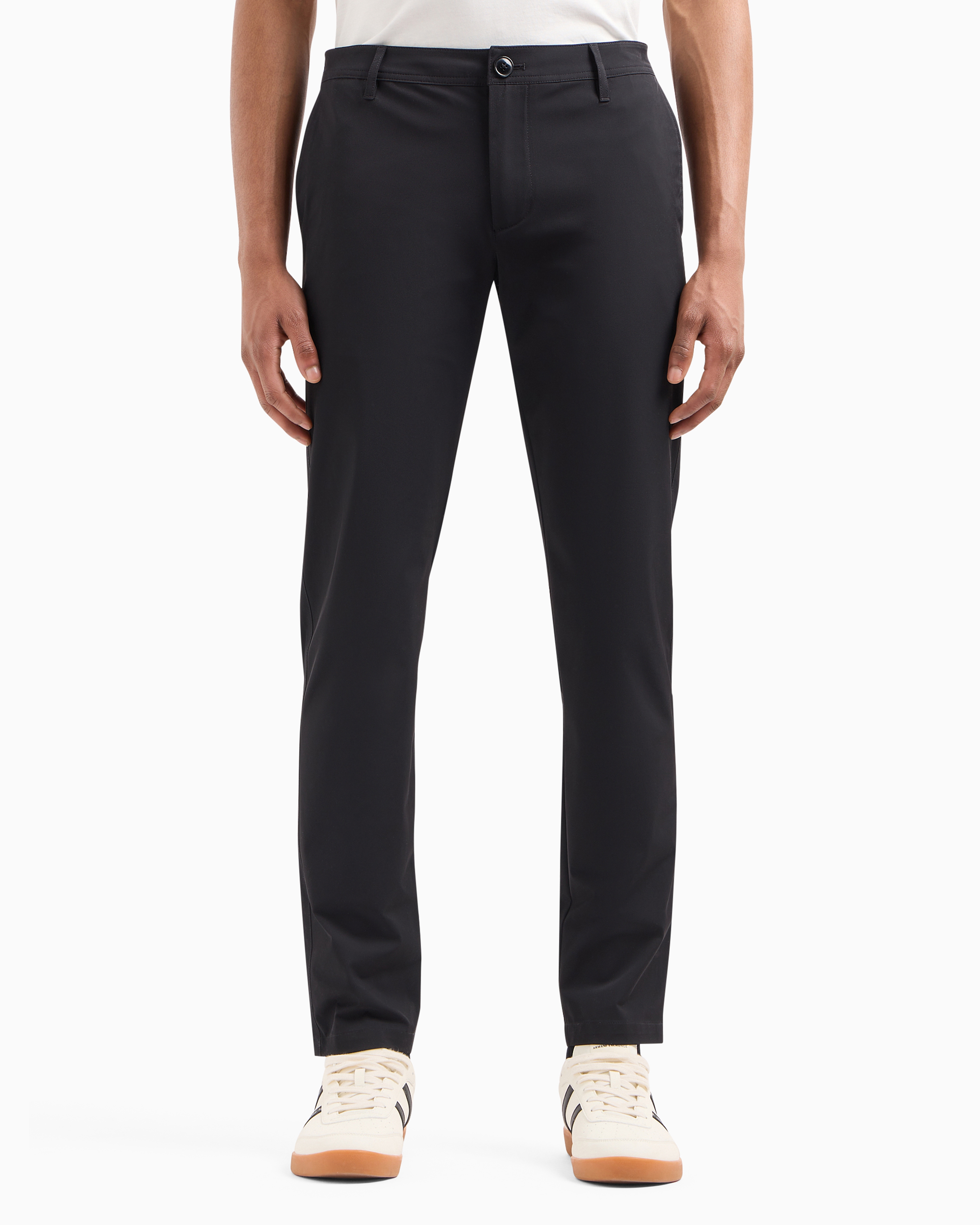Armani Exchange Official Store Slim Fit Trousers In Ultra Stretch Twill In Black