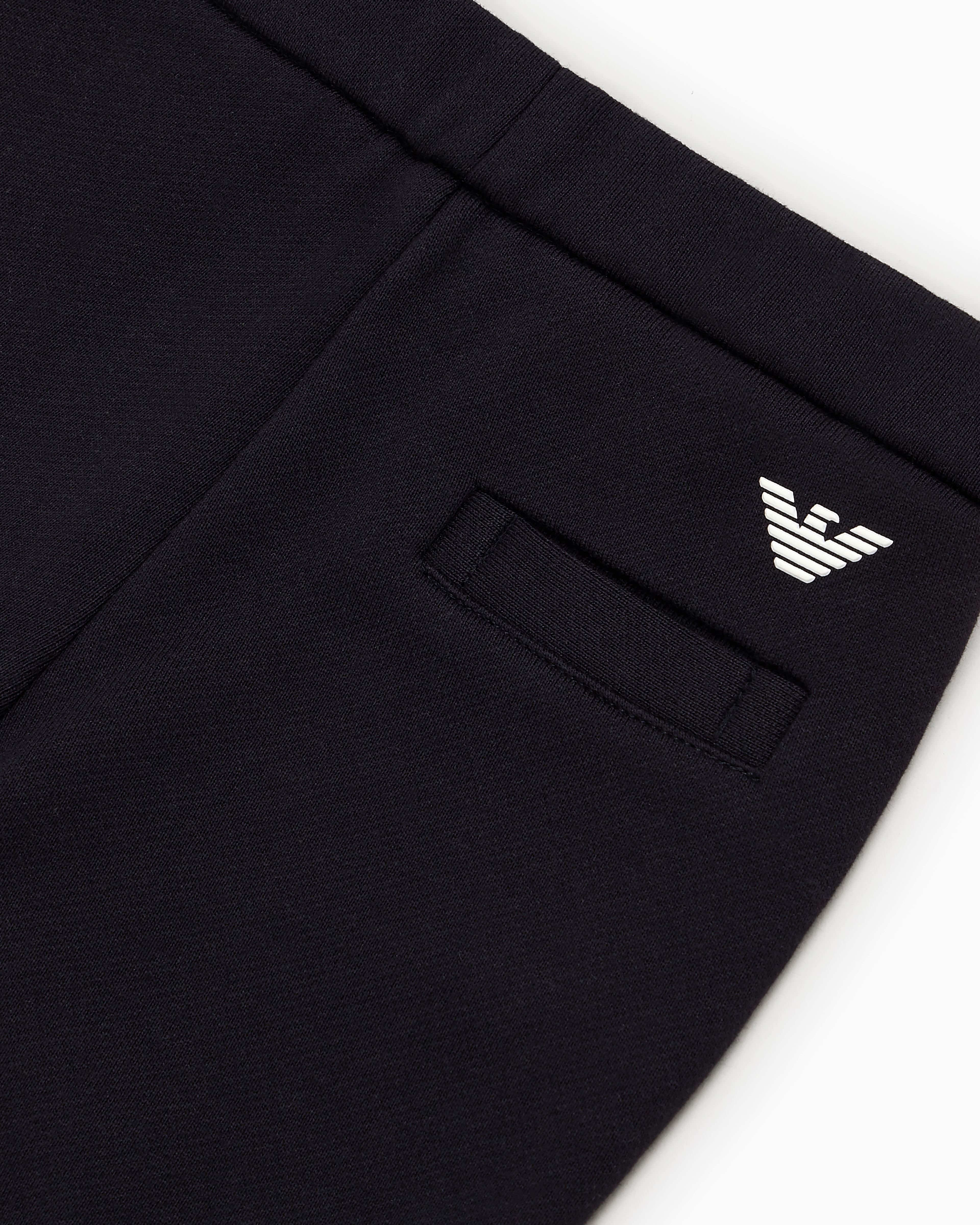 Shop Emporio Armani Modal-blend Jersey Joggers With Logo In Navy Blue