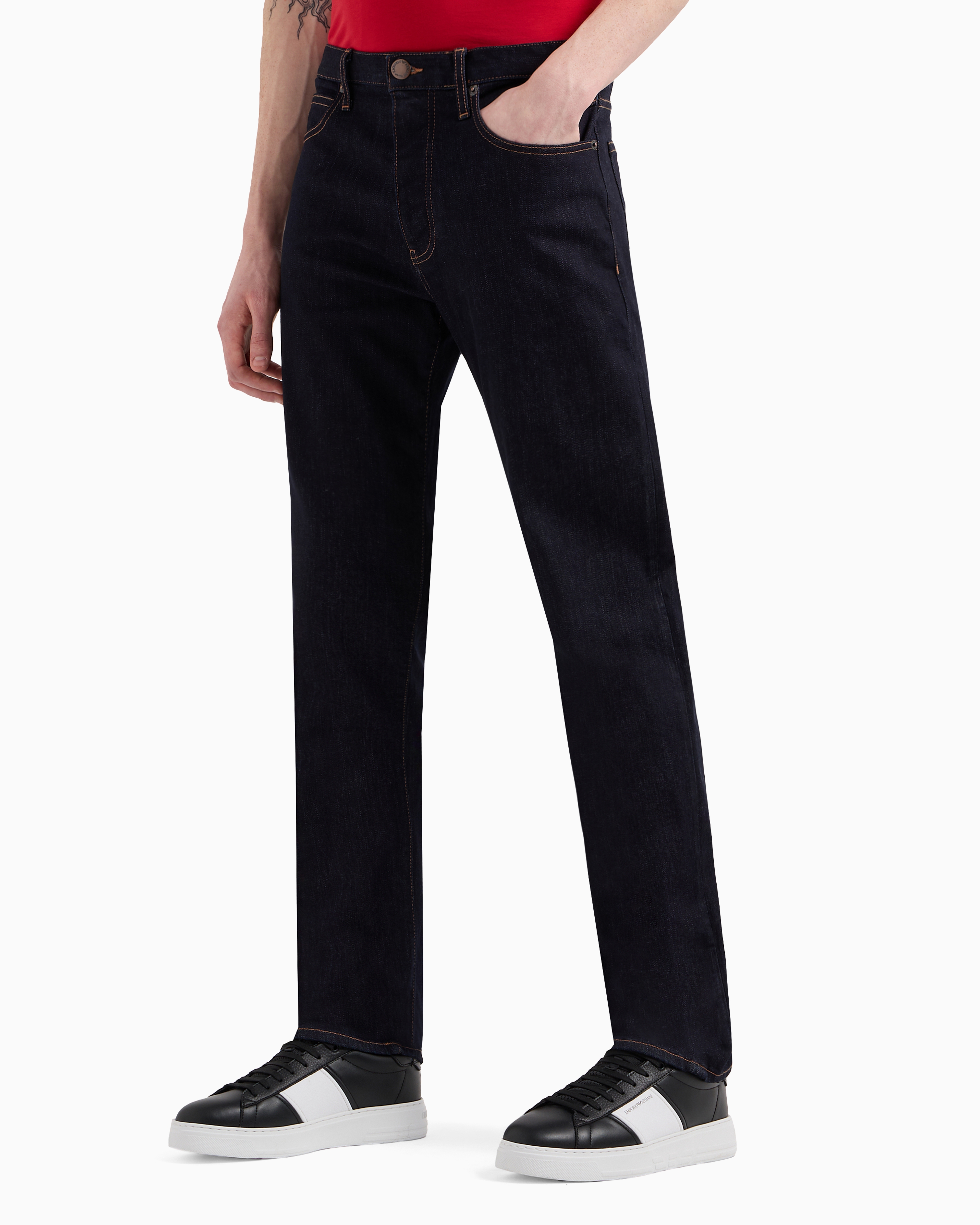 Shop Emporio Armani J21 Regular-fit Jeans In Washed 11.5 Oz Comfort Denim In Blue