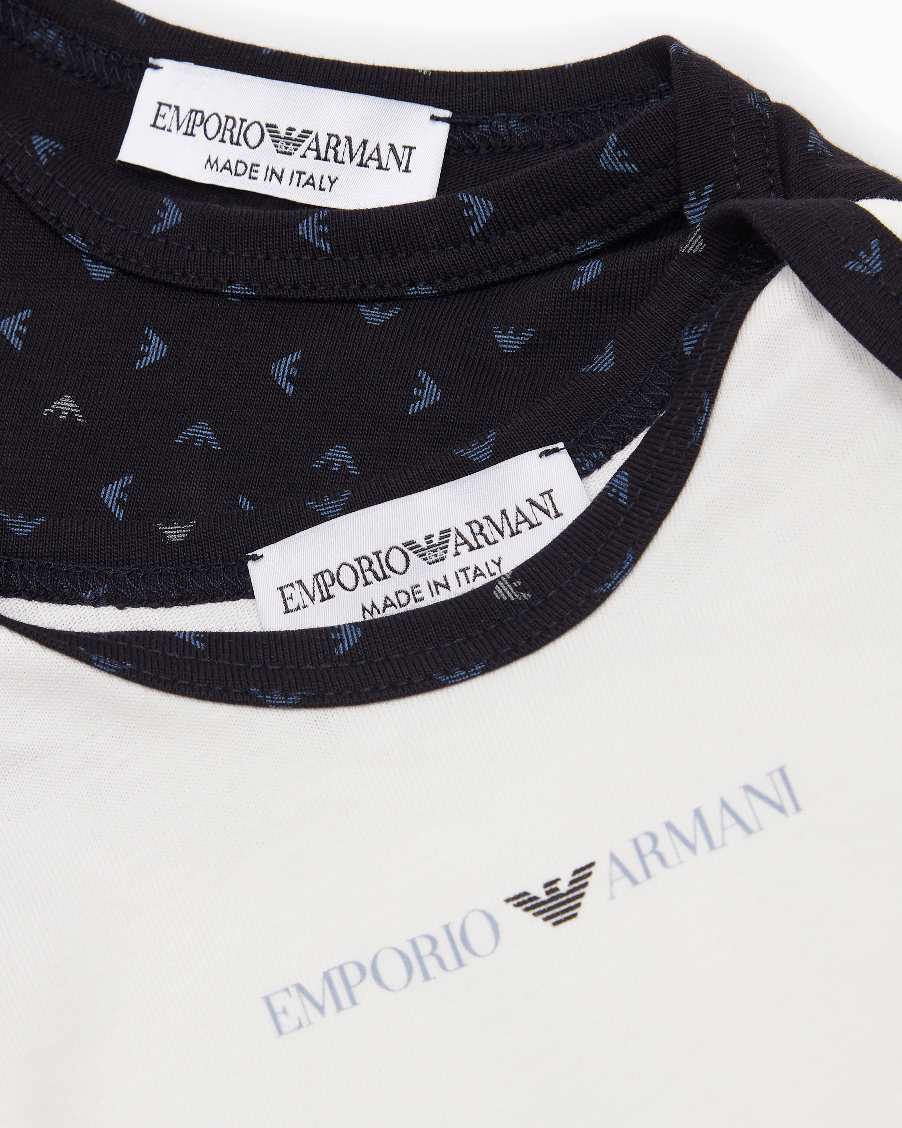Emporio Armani Gift Set Of Two Bodysuits With All-over Op-art Eagle In Blue