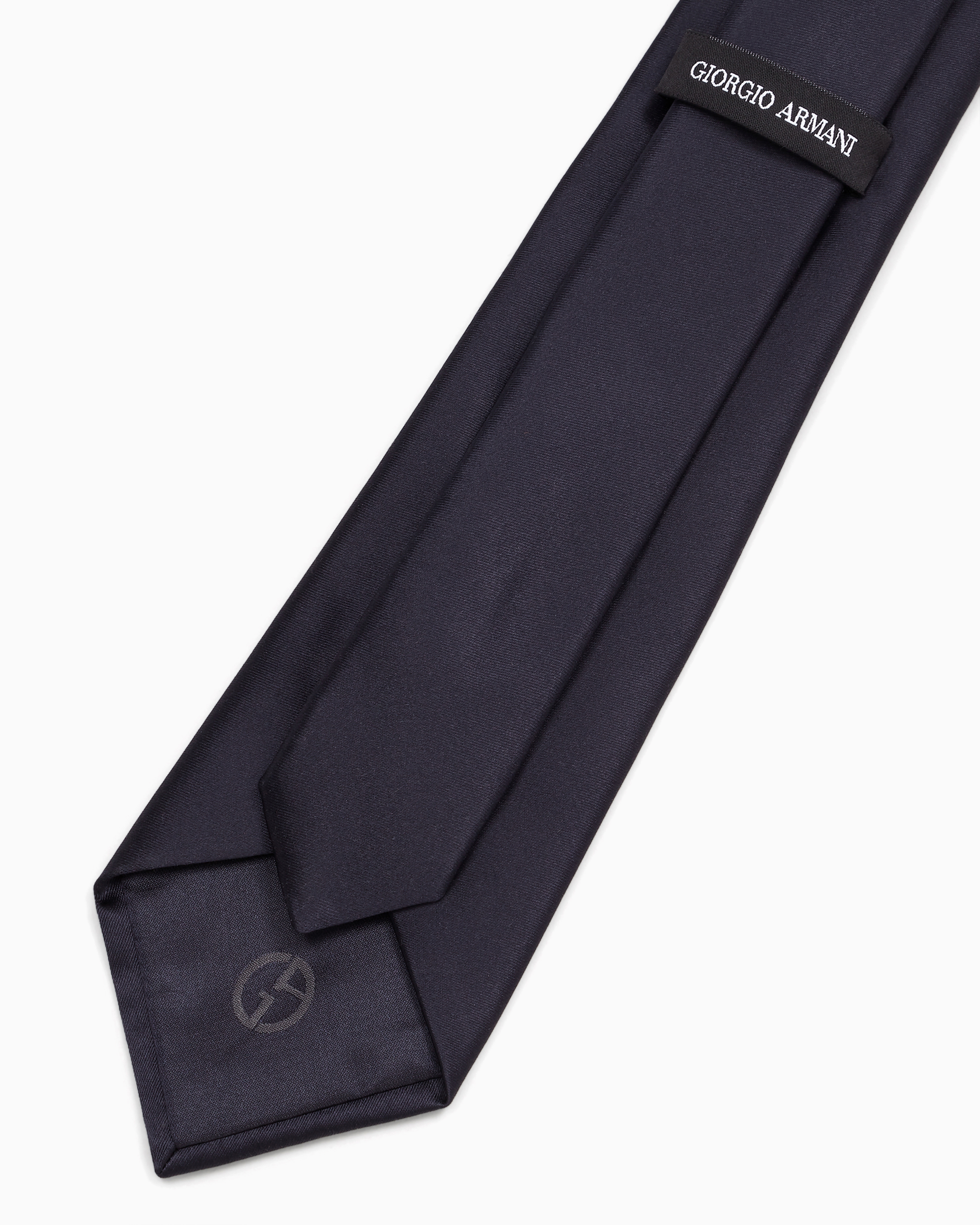 Giorgio Armani Official Store Pure Silk Tie In Midnight Blue