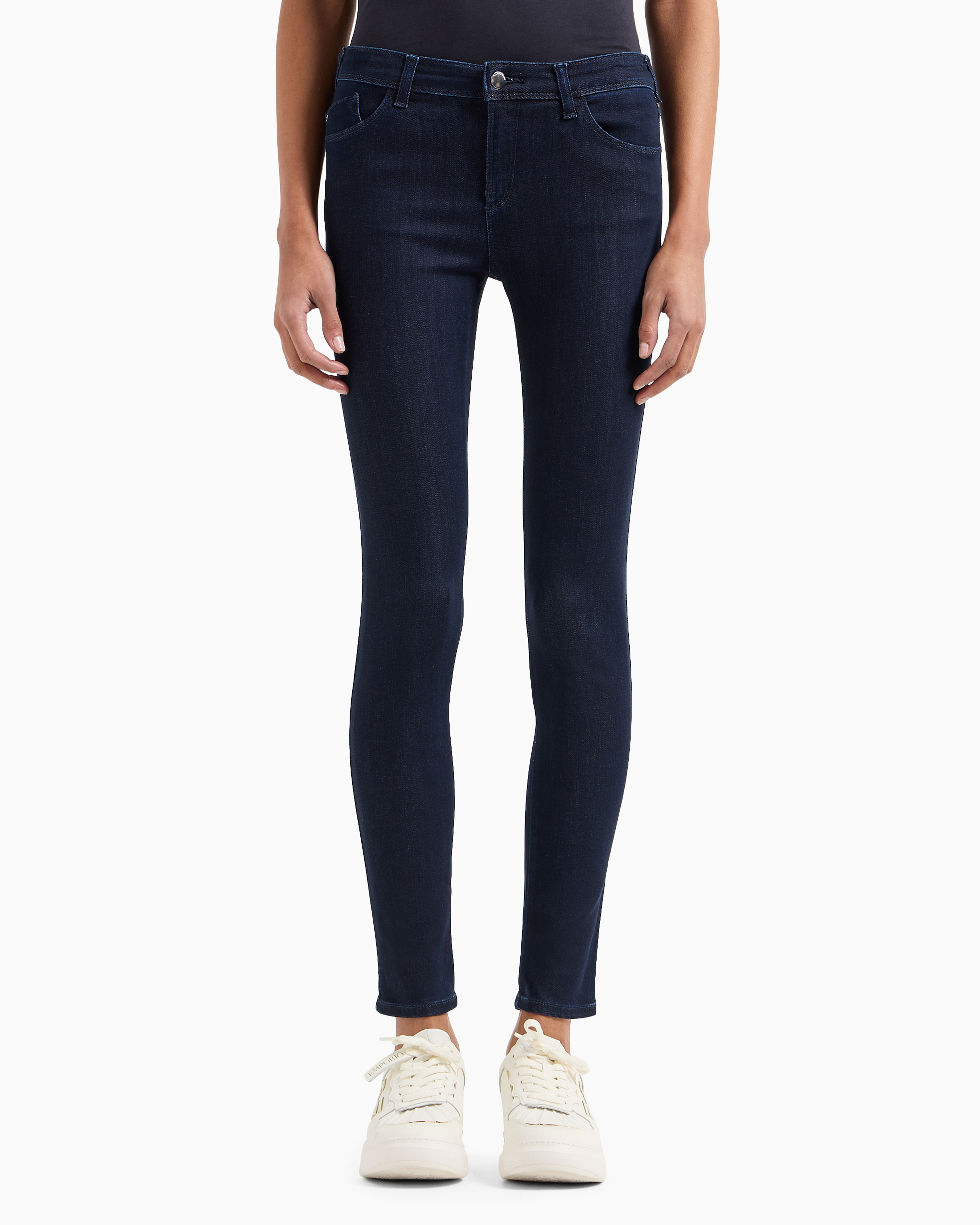 Emporio Armani Official Store J20 High-waisted Super Skinny Leg Jeans In Lyocell Denim In Dark Blue