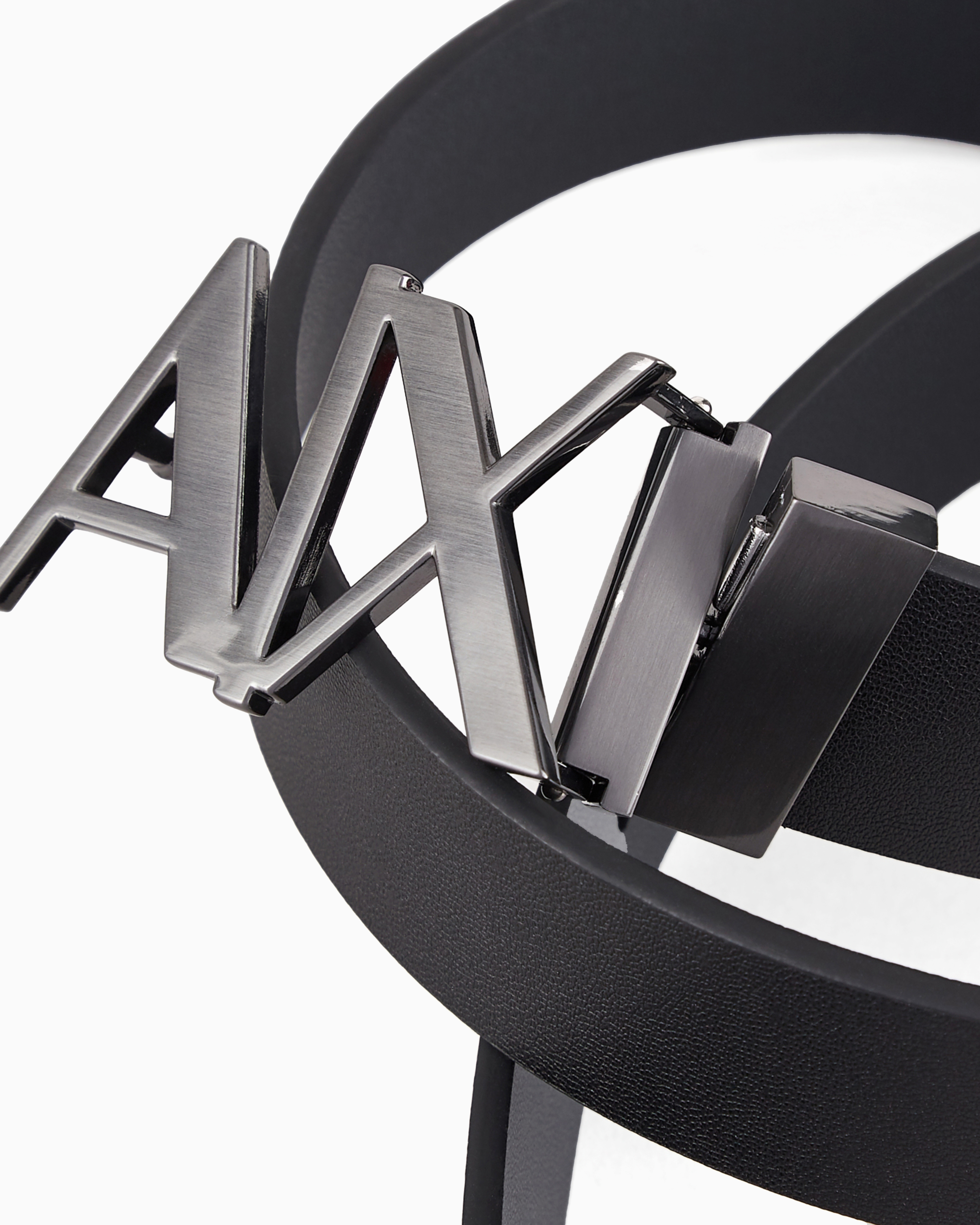 Armani Exchange Double-sided Leather Belt In Black