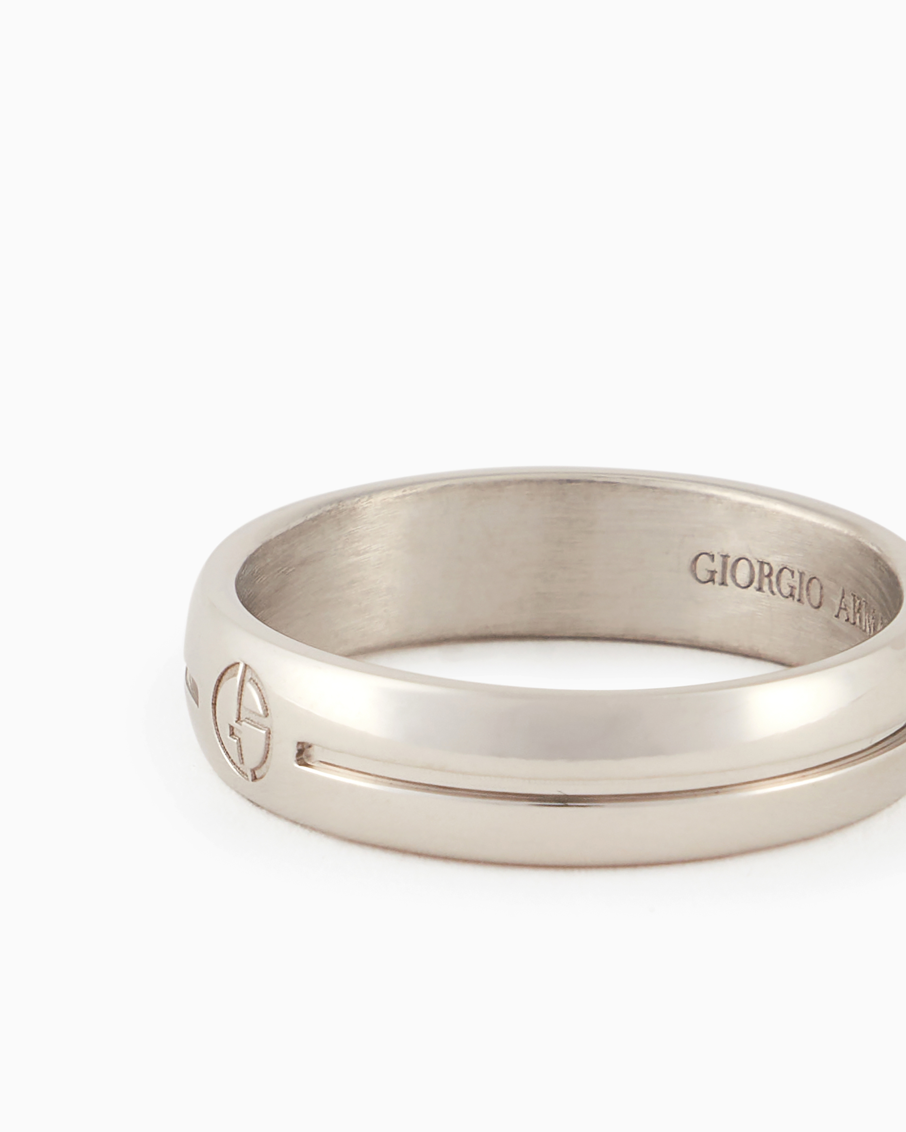 Shop Giorgio Armani 925 Sterling Silver Ring With Embossed Logo